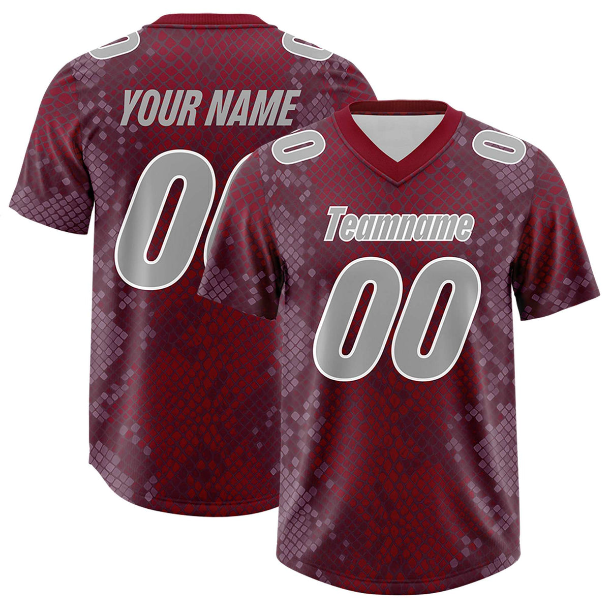 Custom Crimson Personalized Snakeskin Graffiti Pattern Authentic Football Jersey