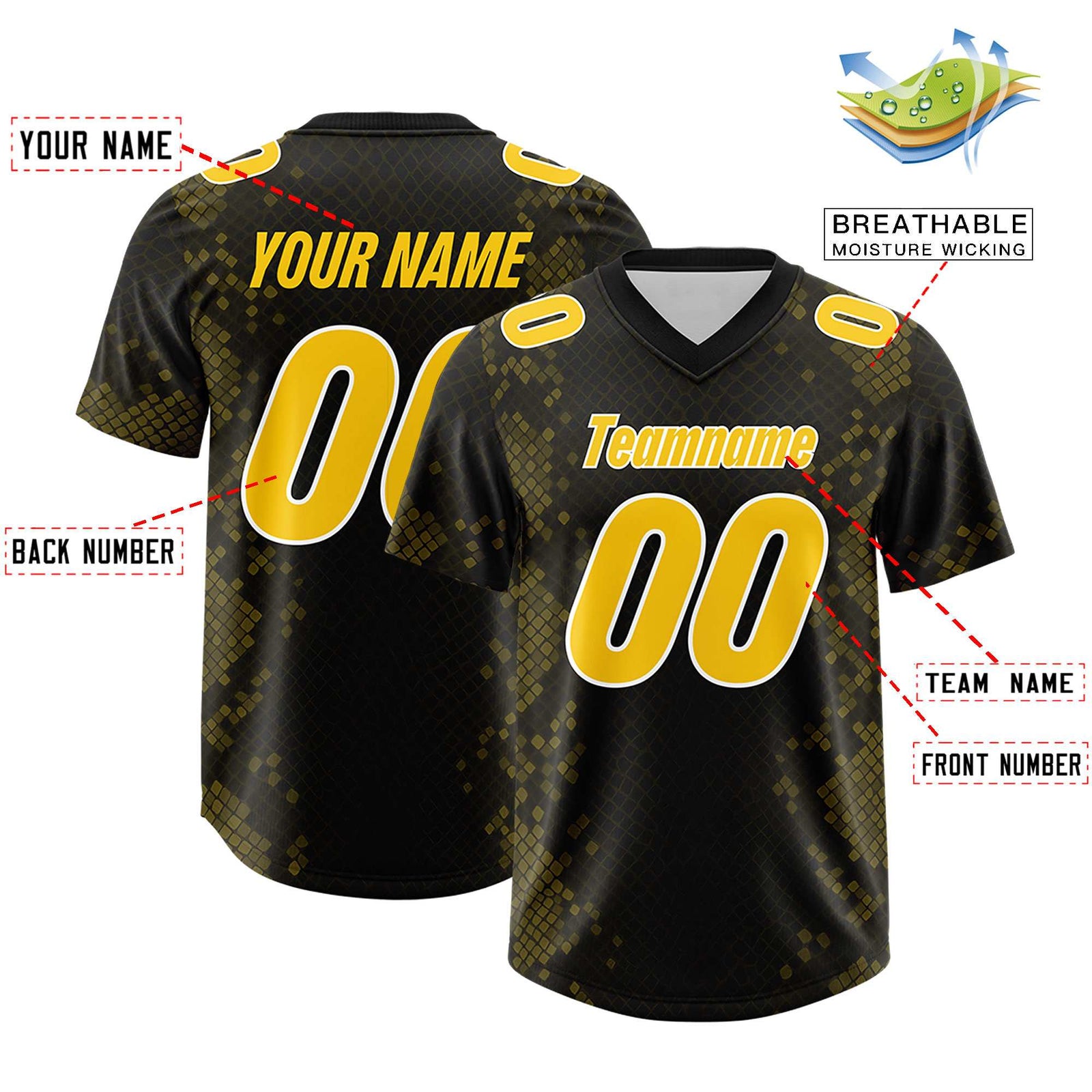 Custom Black Personalized Snakeskin Graffiti Pattern Authentic Football Jersey