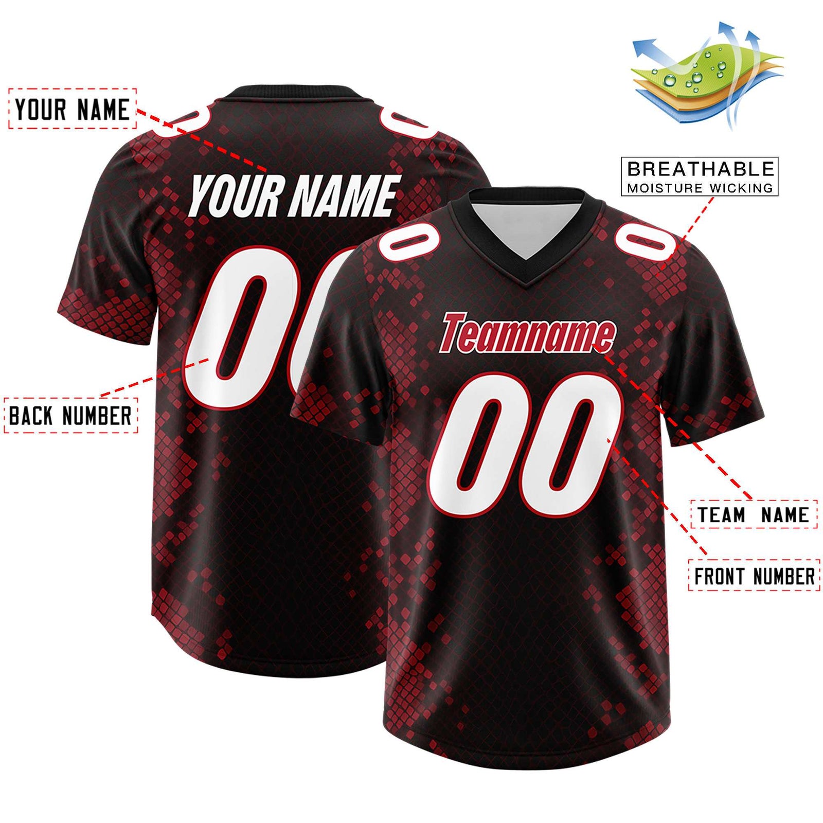 Custom Black Personalized Snakeskin Graffiti Pattern Authentic Football Jersey
