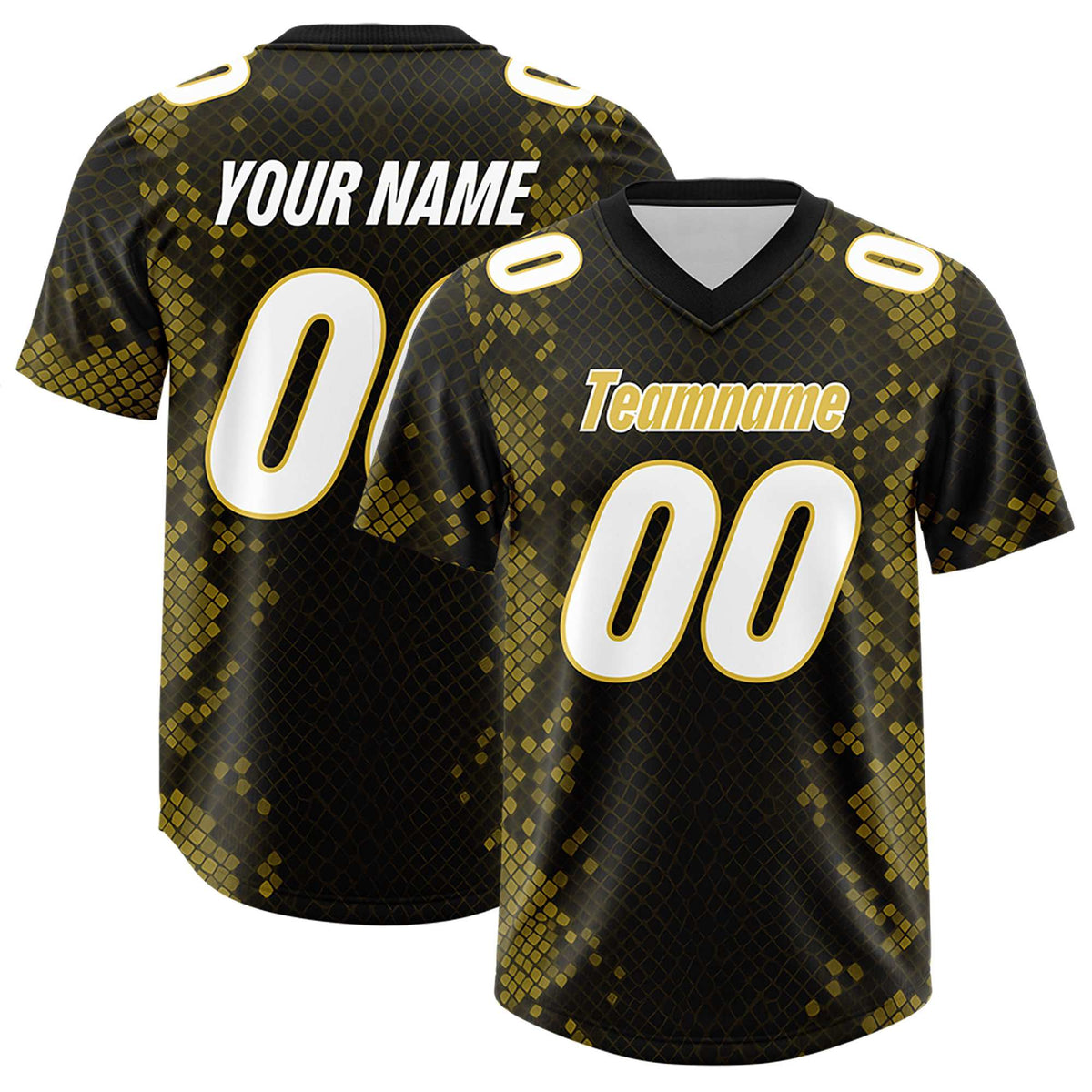 Custom Black Personalized Snakeskin Graffiti Pattern Authentic Football Jersey