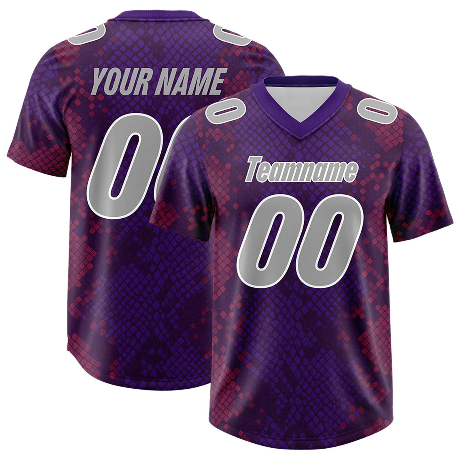 Custom Purple Personalized Snakeskin Graffiti Pattern Authentic Football Jersey