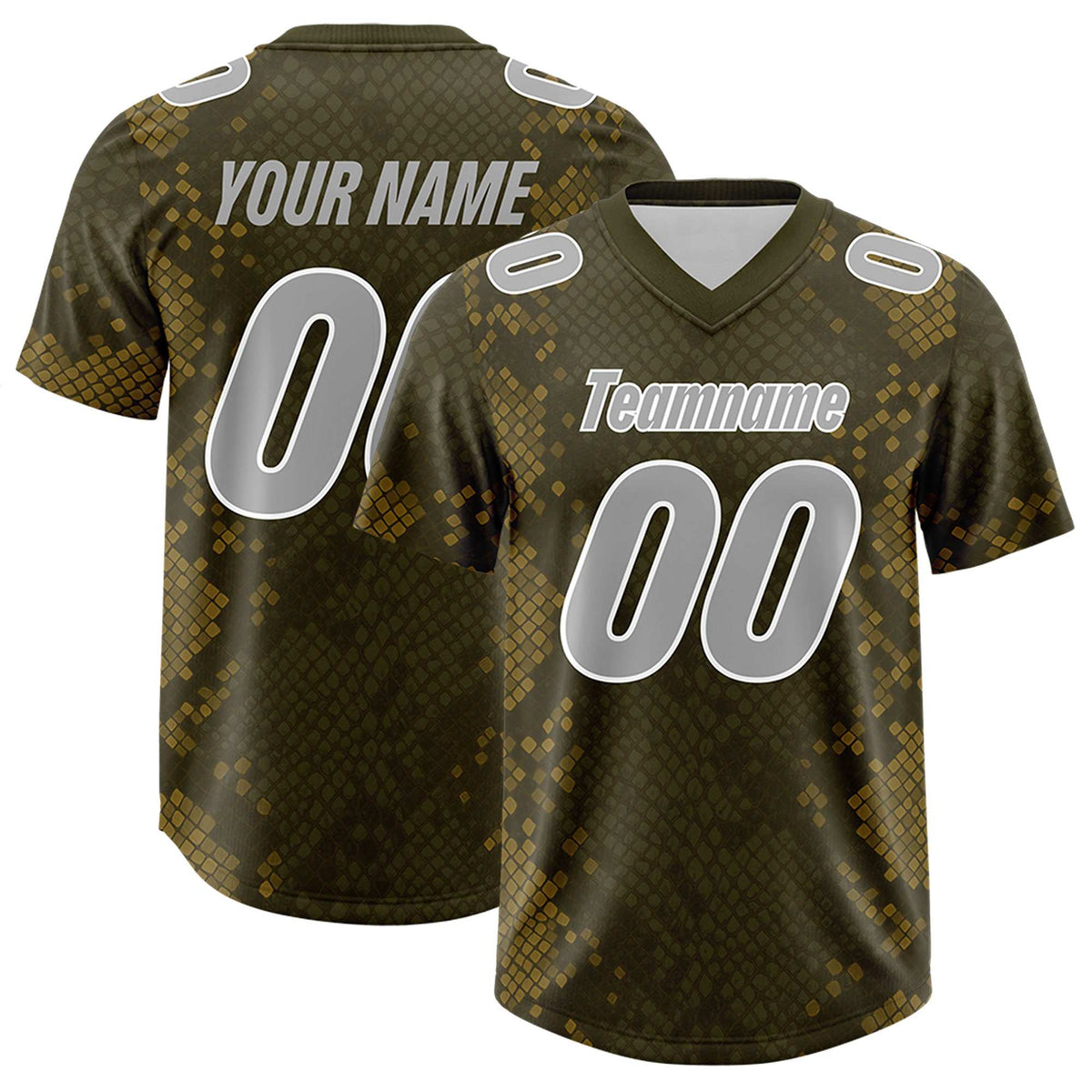 Custom Olive Personalized Snakeskin Graffiti Pattern Authentic Football Jersey