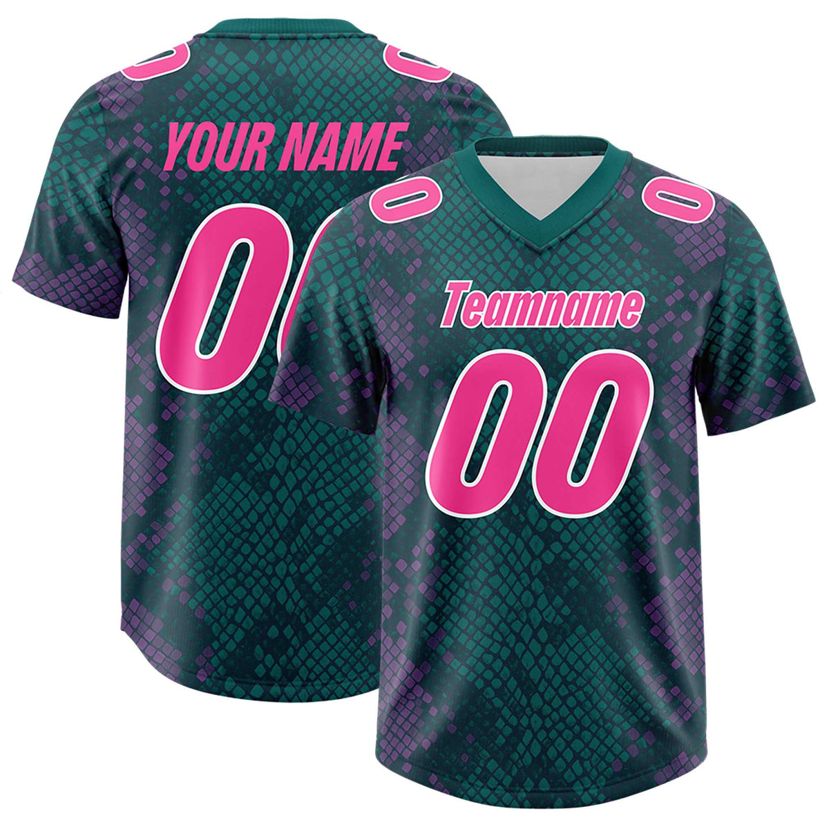 Custom Aqua Personalized Snakeskin Graffiti Pattern Authentic Football Jersey