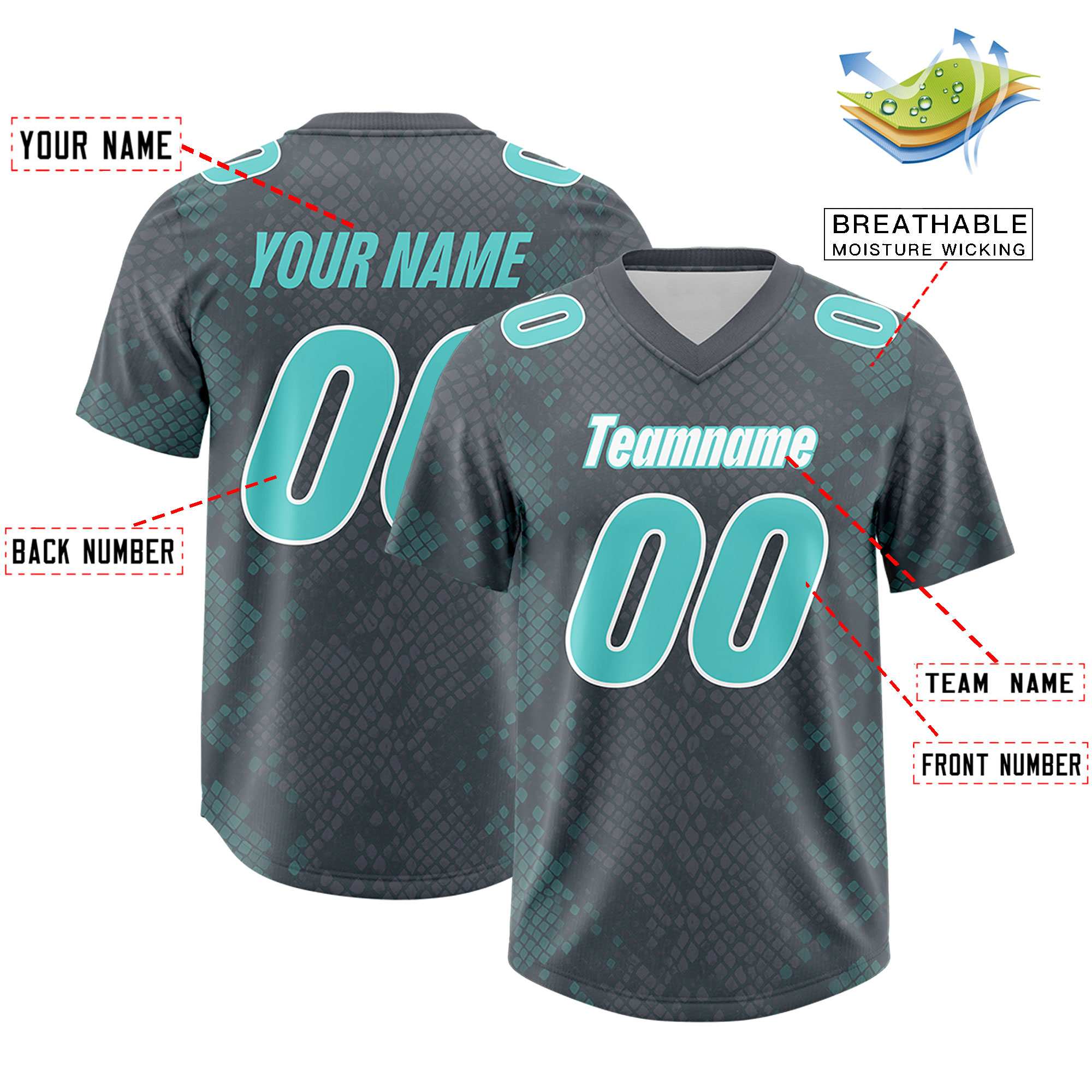 Custom Gray Personalized Snakeskin Graffiti Pattern Authentic Football Jersey