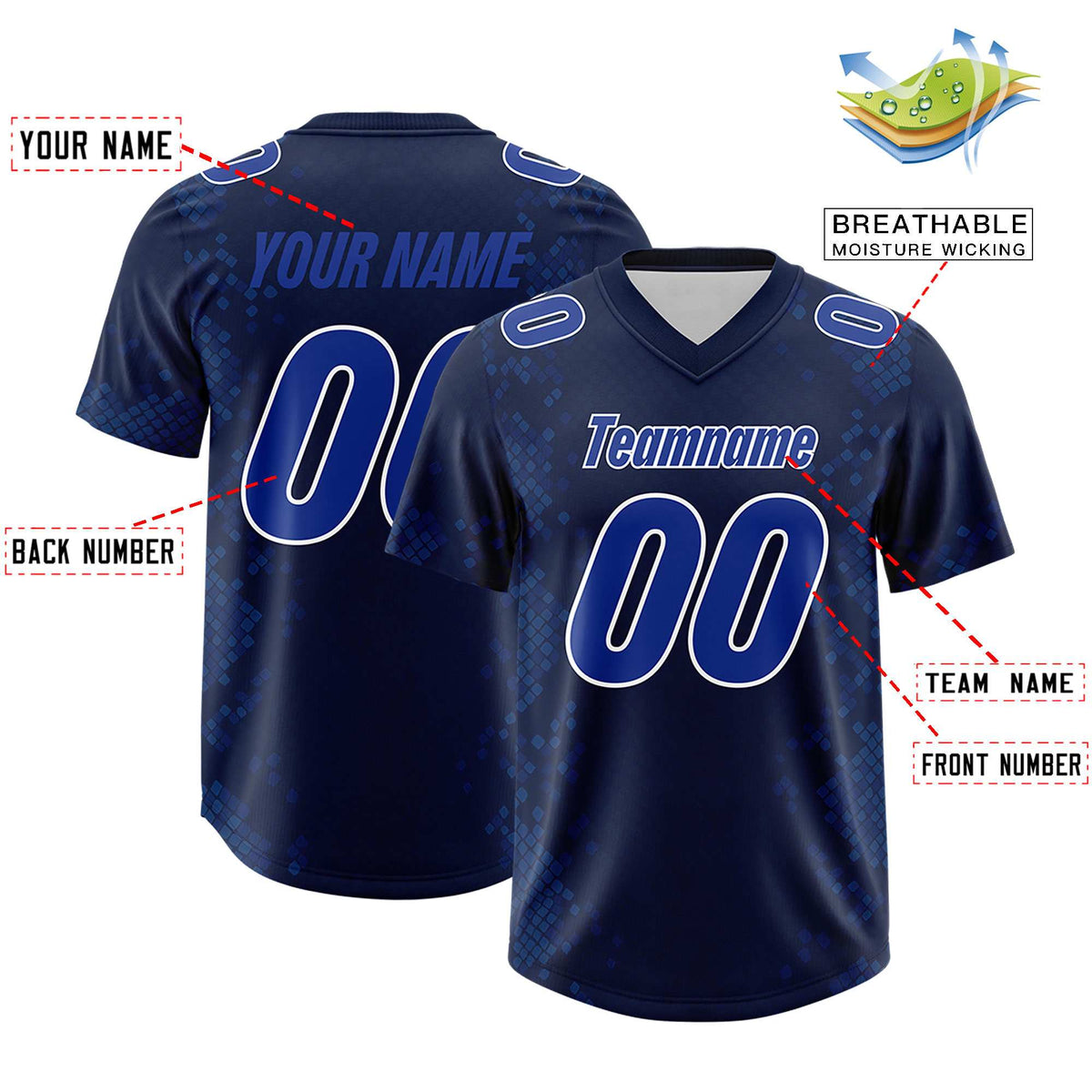 Custom Navy Personalized Snakeskin Graffiti Pattern Authentic Football Jersey