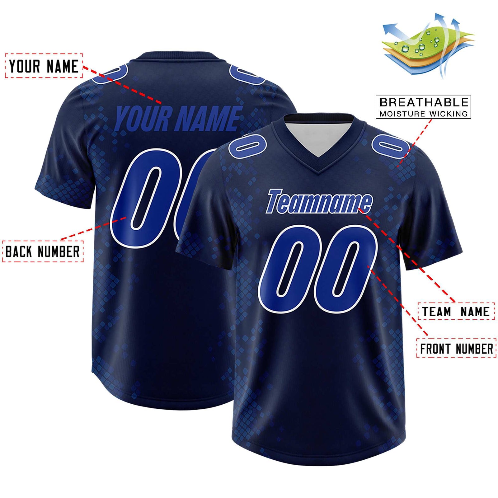 Custom Navy Personalized Snakeskin Graffiti Pattern Authentic Football Jersey