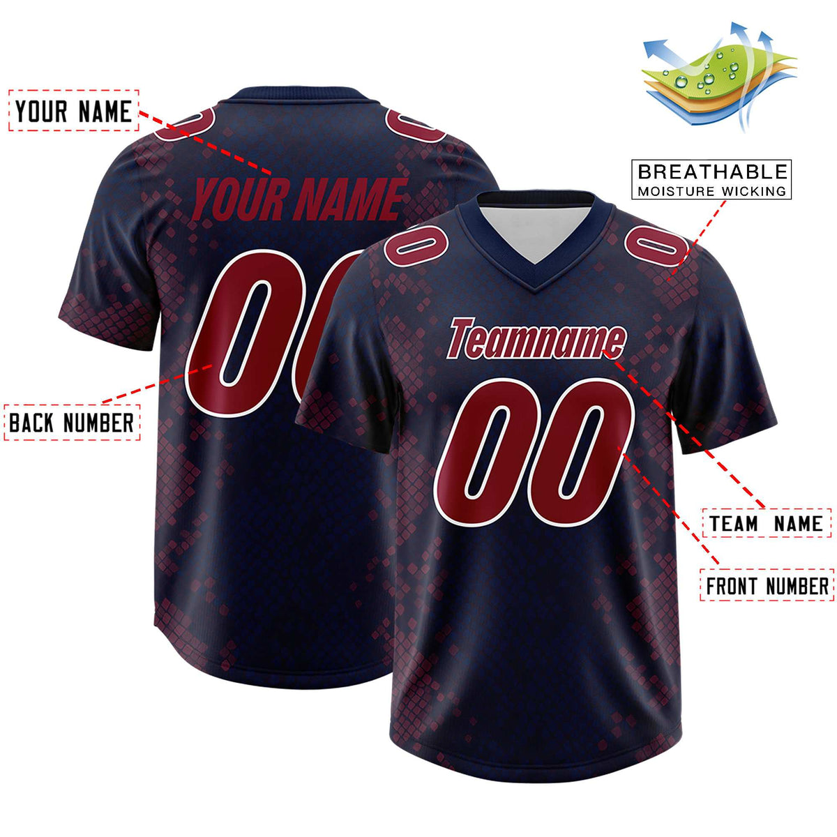 Custom Navy Personalized Snakeskin Graffiti Pattern Authentic Football Jersey