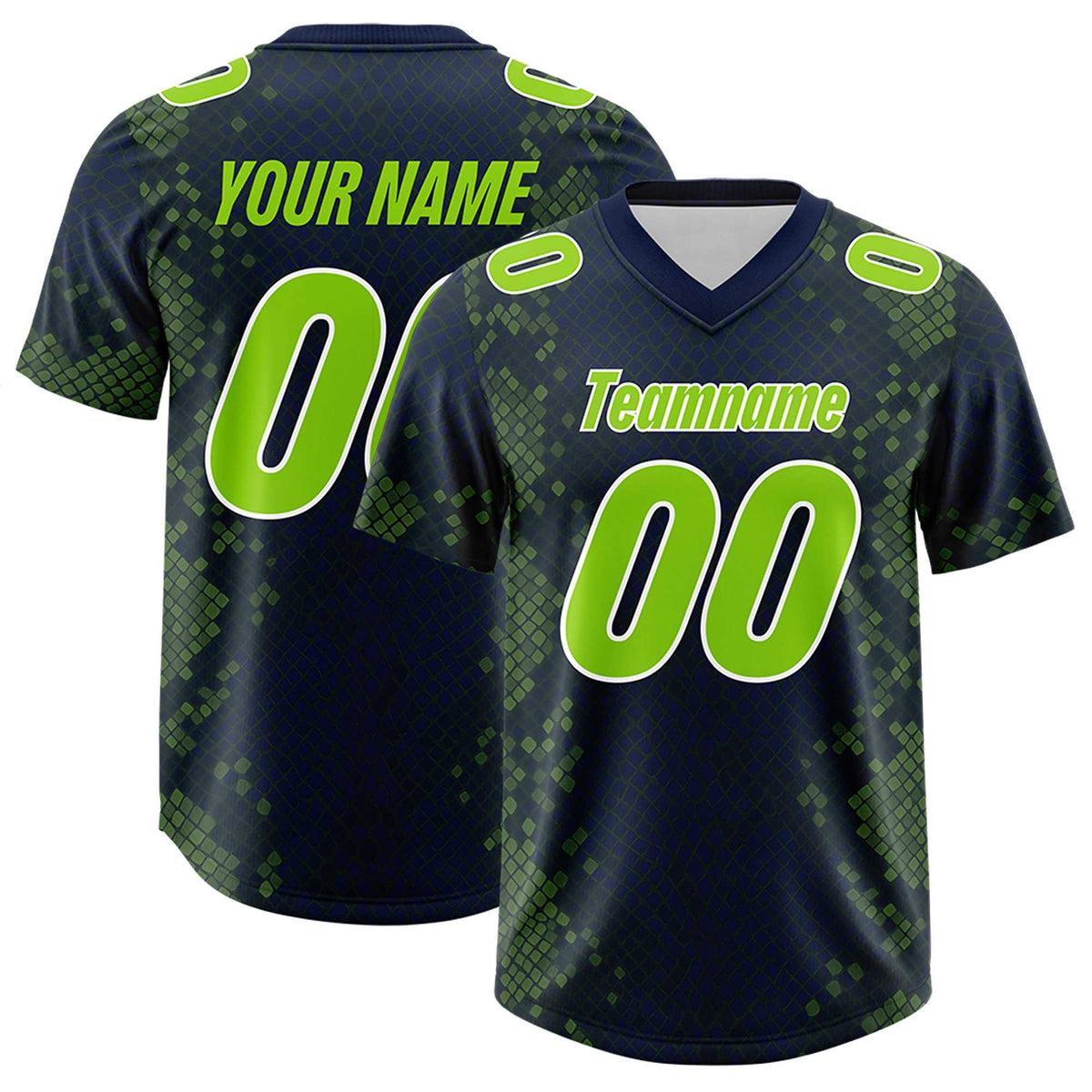 Custom Navy Personalized Snakeskin Graffiti Pattern Authentic Football Jersey