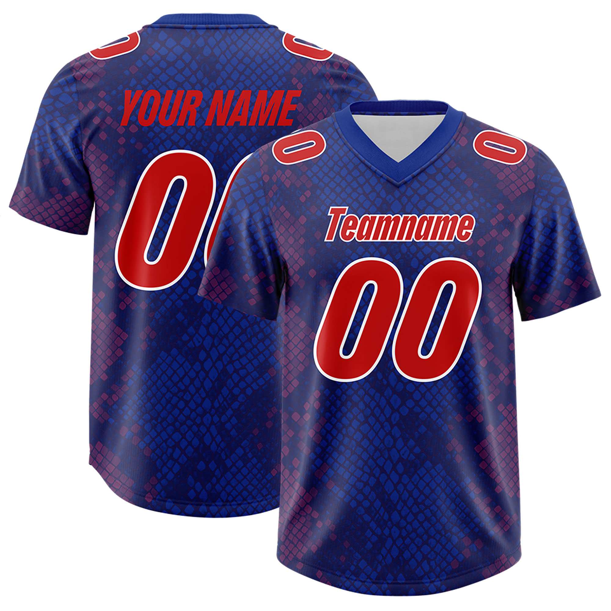 Custom Royal Personalized Snakeskin Graffiti Pattern Authentic Football Jersey