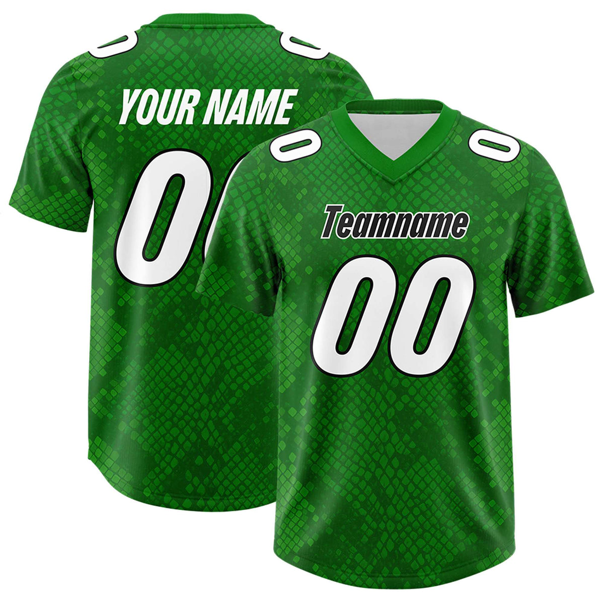 Custom Kelly Green Personalized Snakeskin Graffiti Pattern Authentic Football Jersey