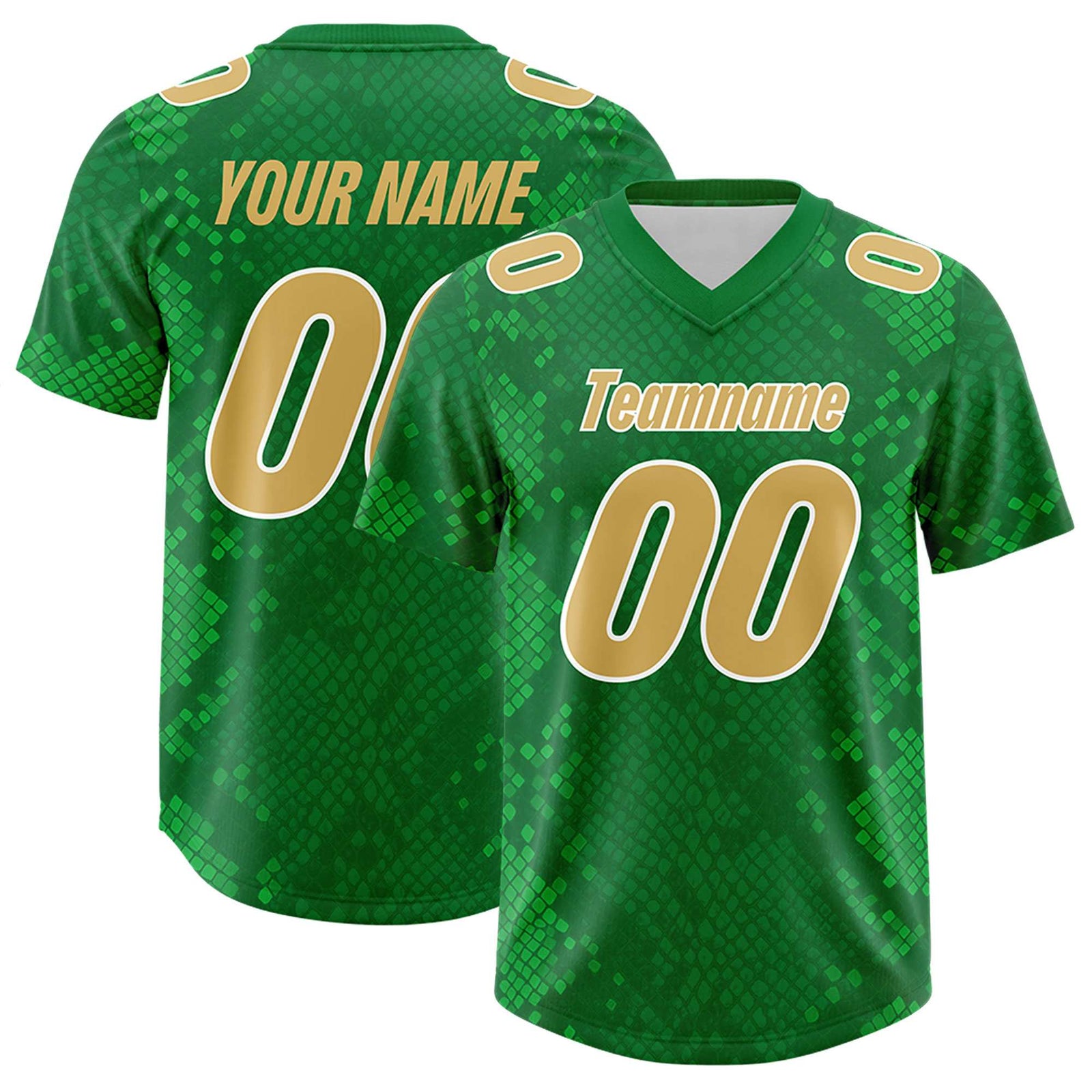 Custom Kelly Green Personalized Snakeskin Graffiti Pattern Authentic Football Jersey