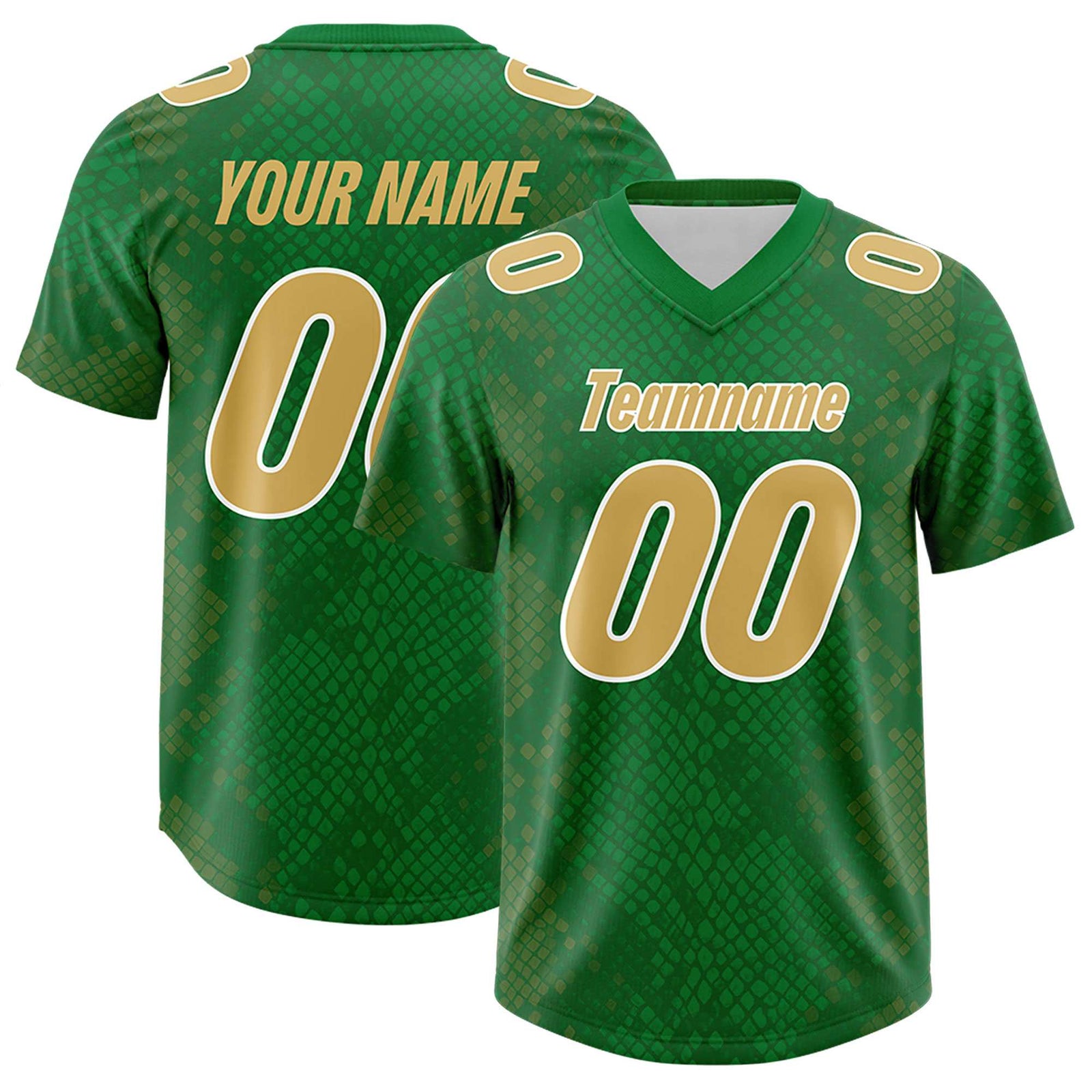 Custom Kelly Green Personalized Snakeskin Graffiti Pattern Authentic Football Jersey