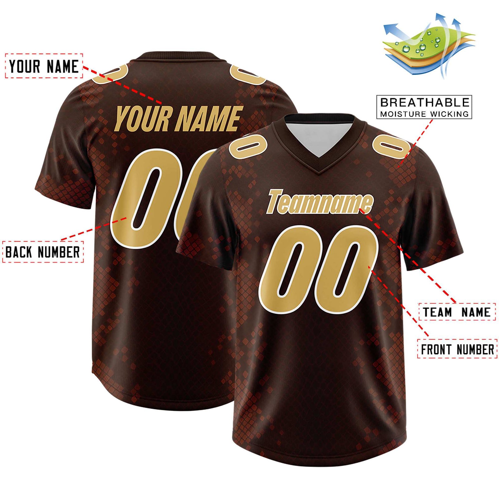 Custom Brown Personalized Snakeskin Graffiti Pattern Authentic Football Jersey