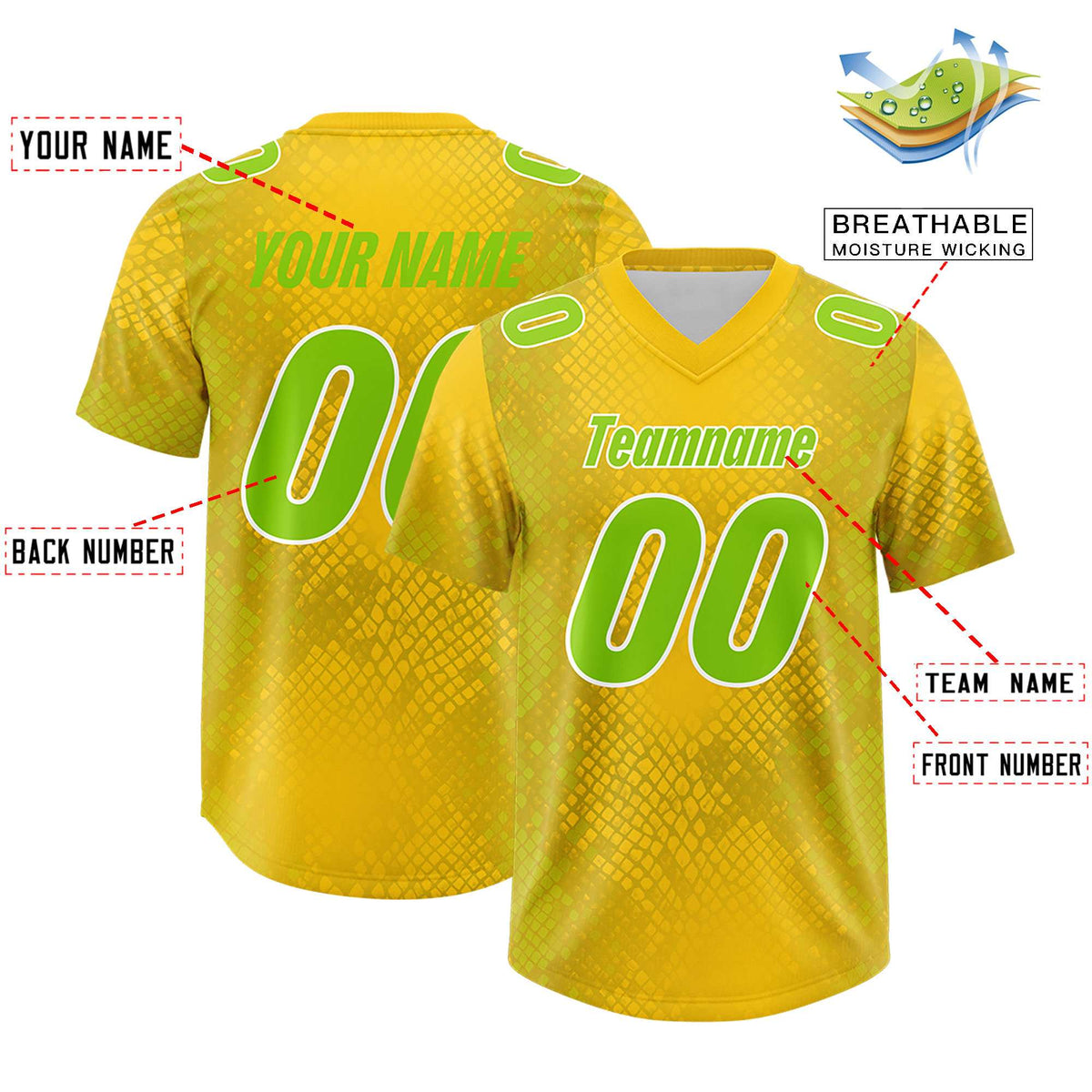 Custom Gold Personalized Snakeskin Graffiti Pattern Authentic Football Jersey