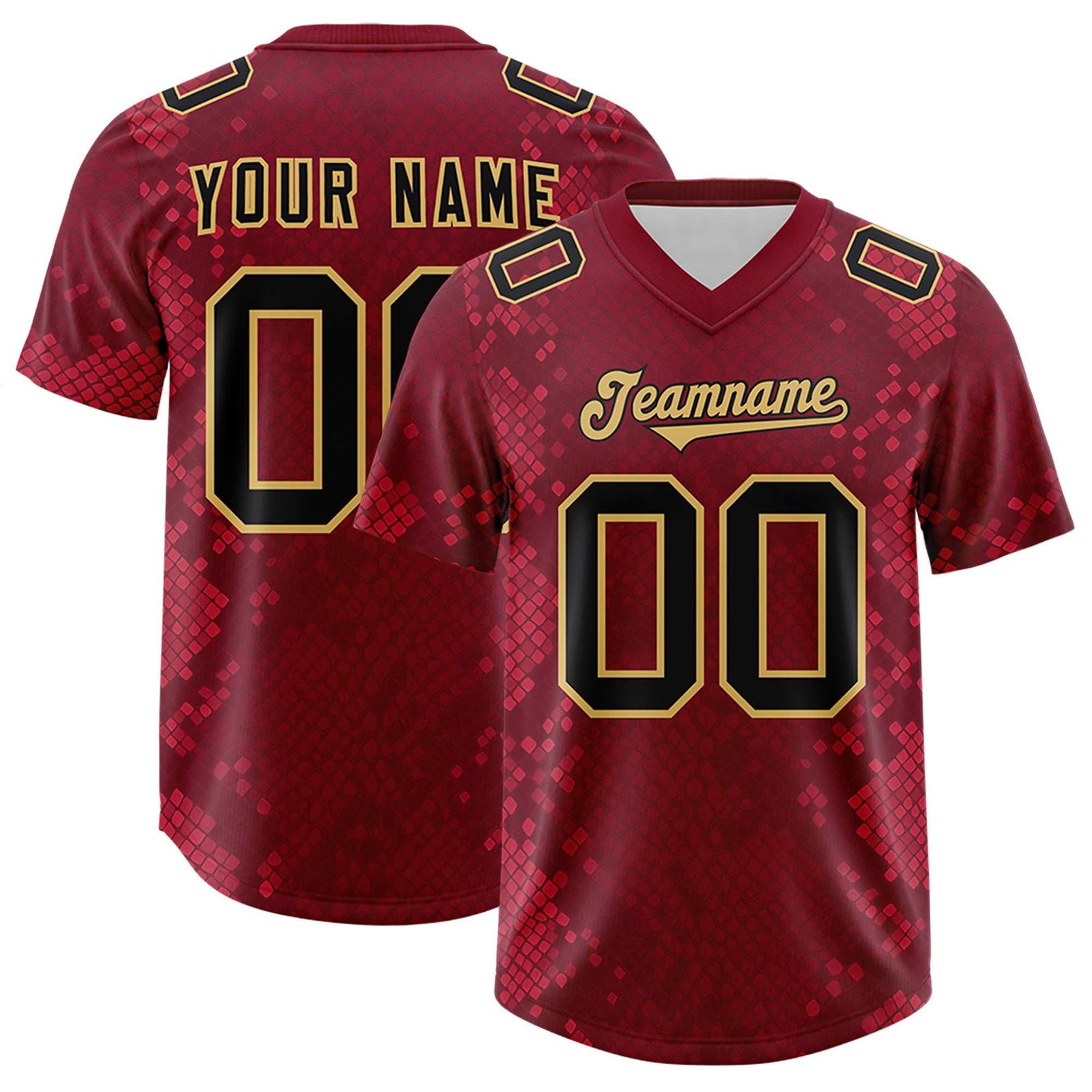 Custom Crimson Personalized Snakeskin Graffiti Pattern Authentic Football Jersey