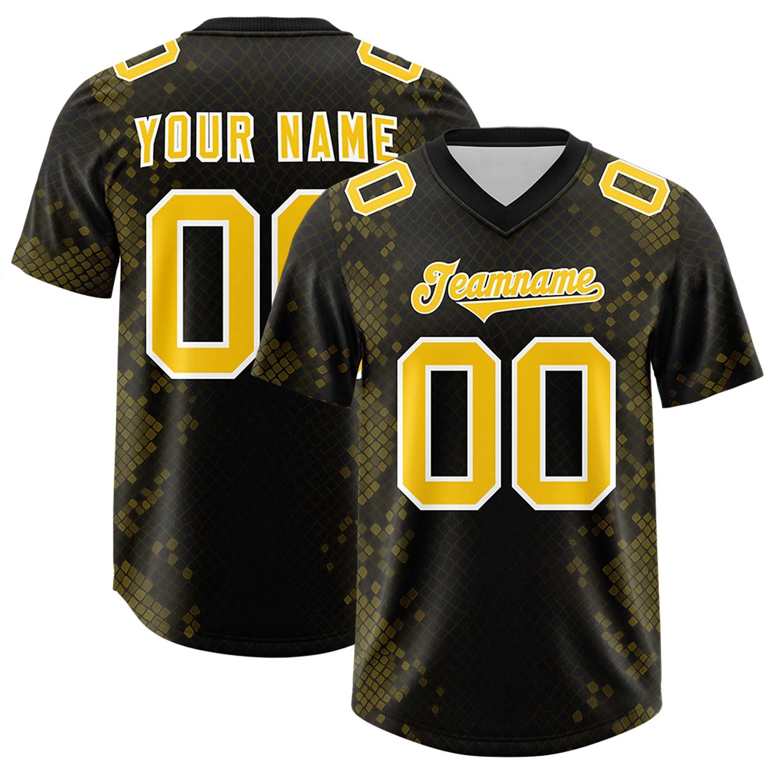 Custom Black Personalized Snakeskin Graffiti Pattern Authentic Football Jersey