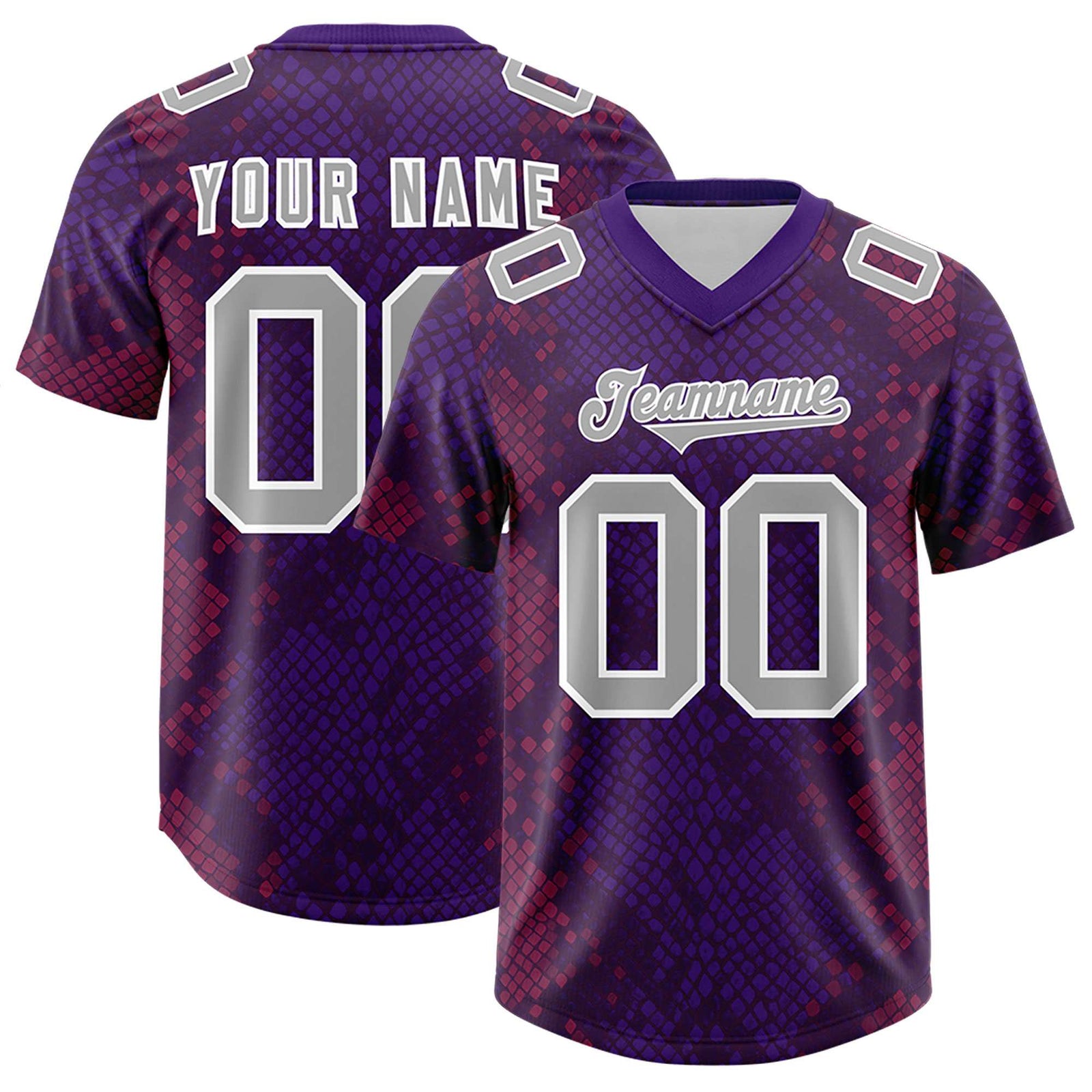 Custom Purple Personalized Snakeskin Graffiti Pattern Authentic Football Jersey