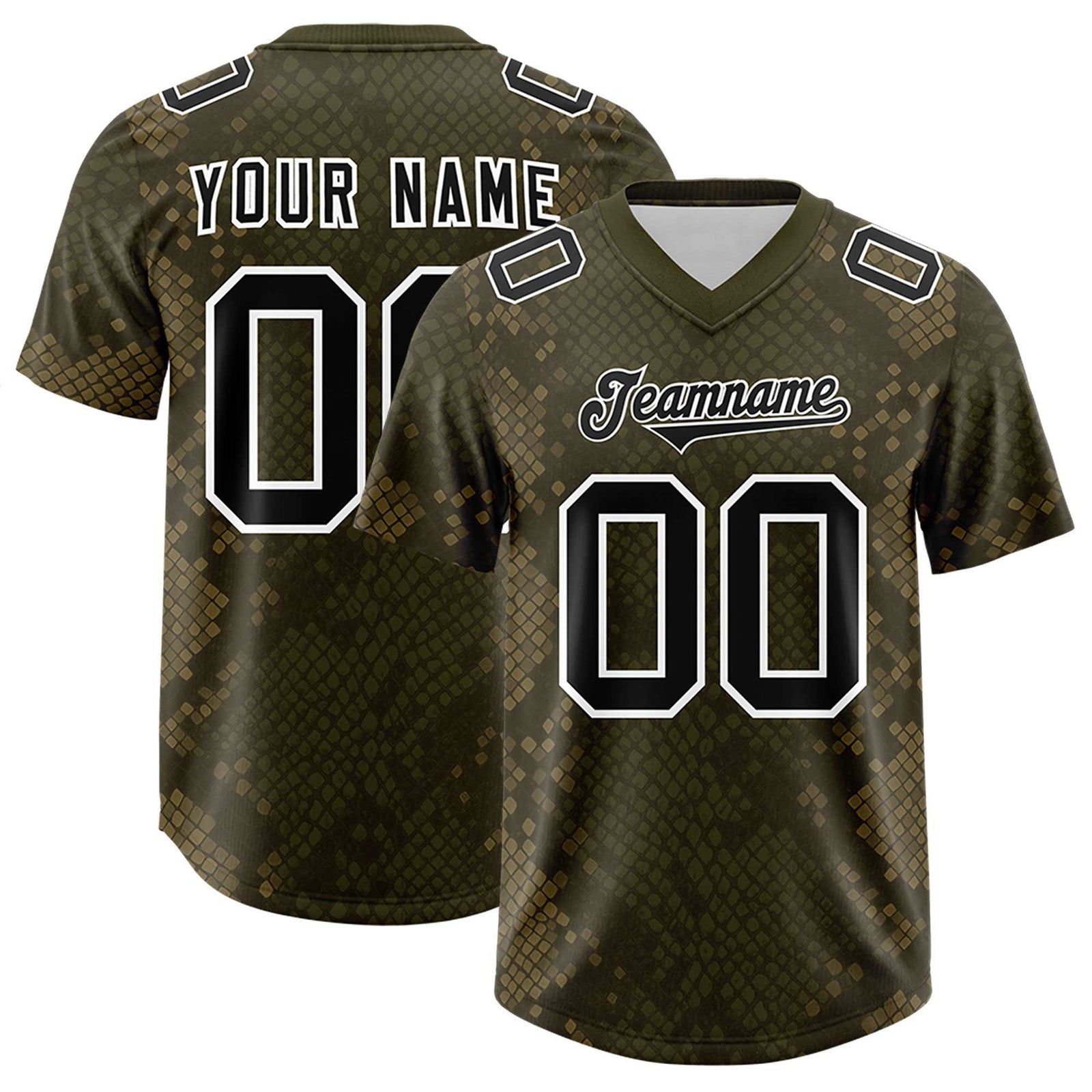 Custom Olive Personalized Snakeskin Graffiti Pattern Authentic Football Jersey
