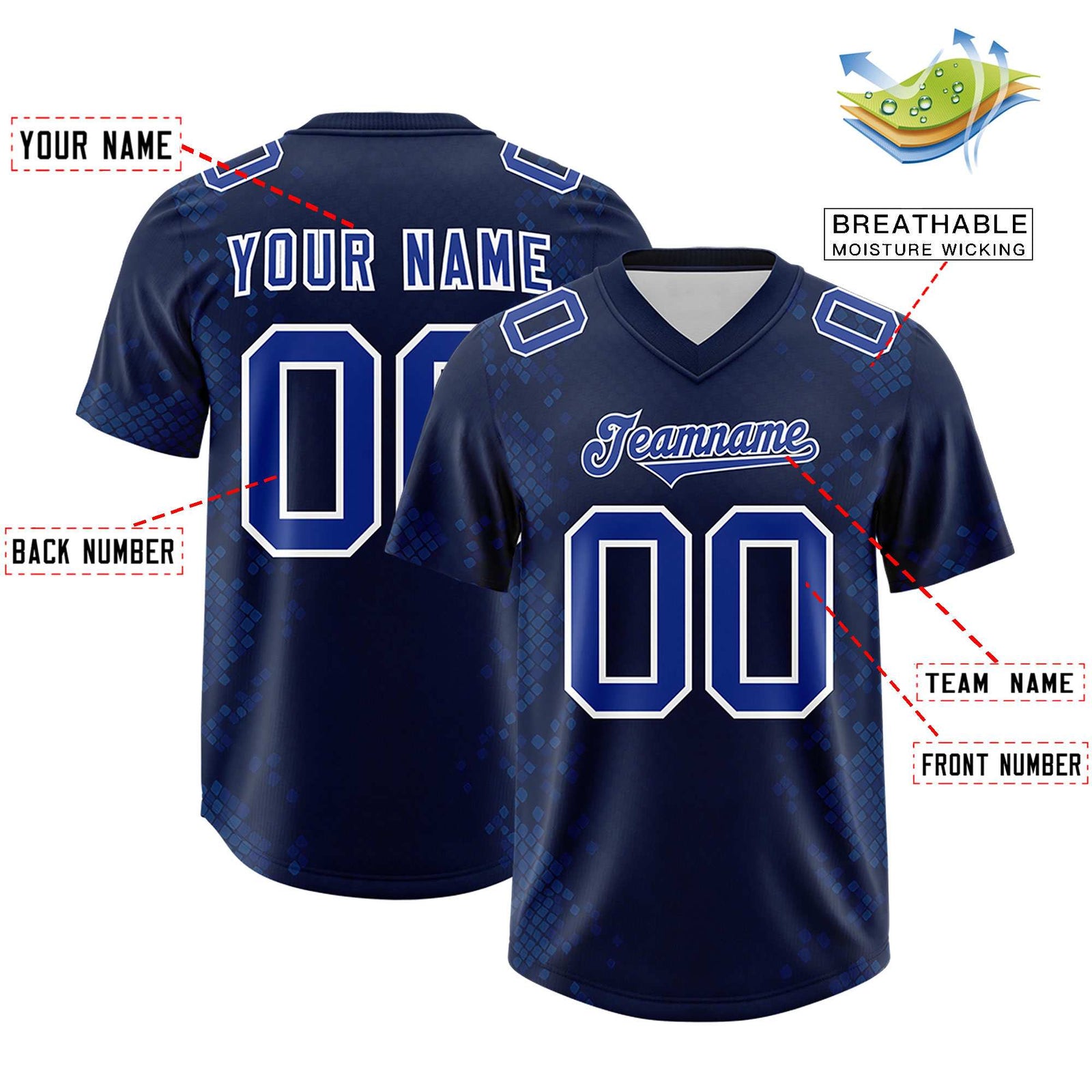Custom Navy Personalized Snakeskin Graffiti Pattern Authentic Football Jersey