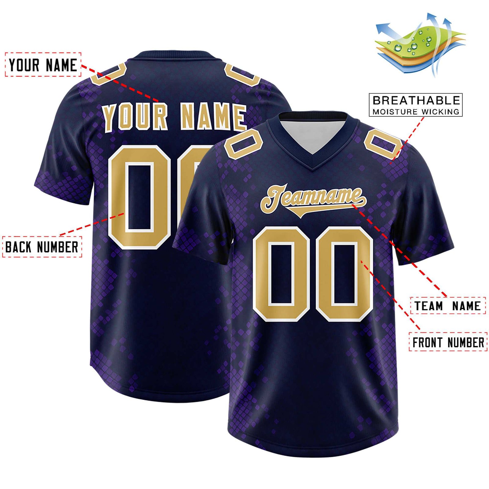Custom Navy Personalized Snakeskin Graffiti Pattern Authentic Football Jersey