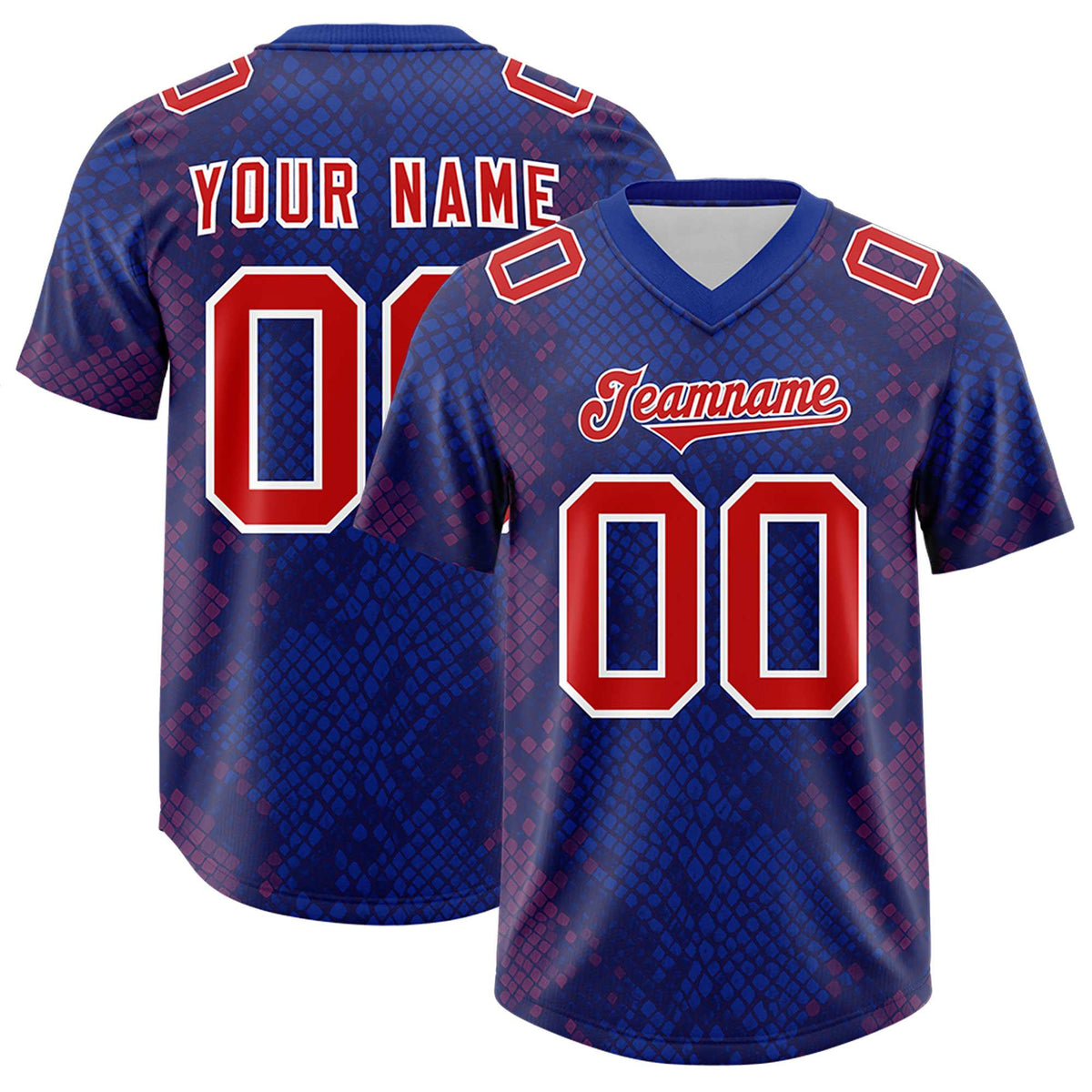 Custom Royal Personalized Snakeskin Graffiti Pattern Authentic Football Jersey