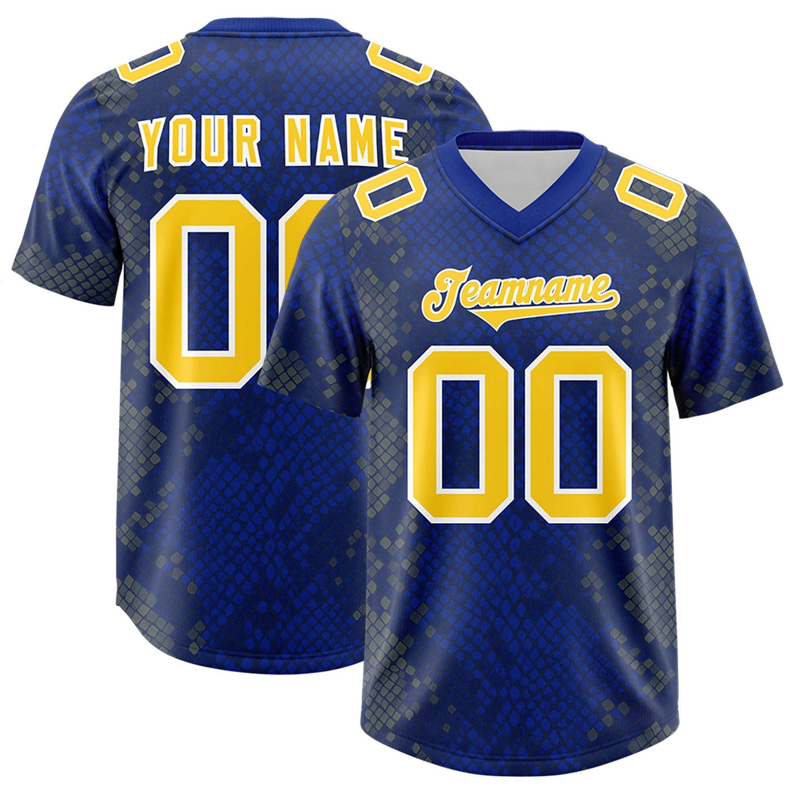 Custom Royal Personalized Snakeskin Graffiti Pattern Authentic Football Jersey