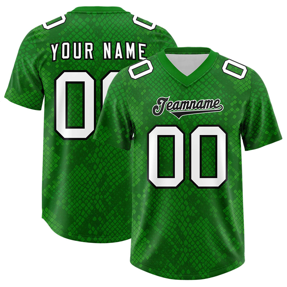 Custom Kelly Green Personalized Snakeskin Graffiti Pattern Authentic Football Jersey