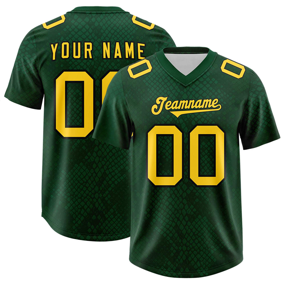Custom Green Personalized Snakeskin Graffiti Pattern Authentic Football Jersey