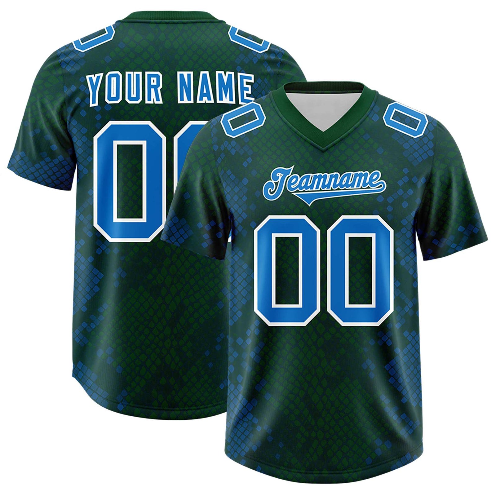 Custom Green Personalized Snakeskin Graffiti Pattern Authentic Football Jersey