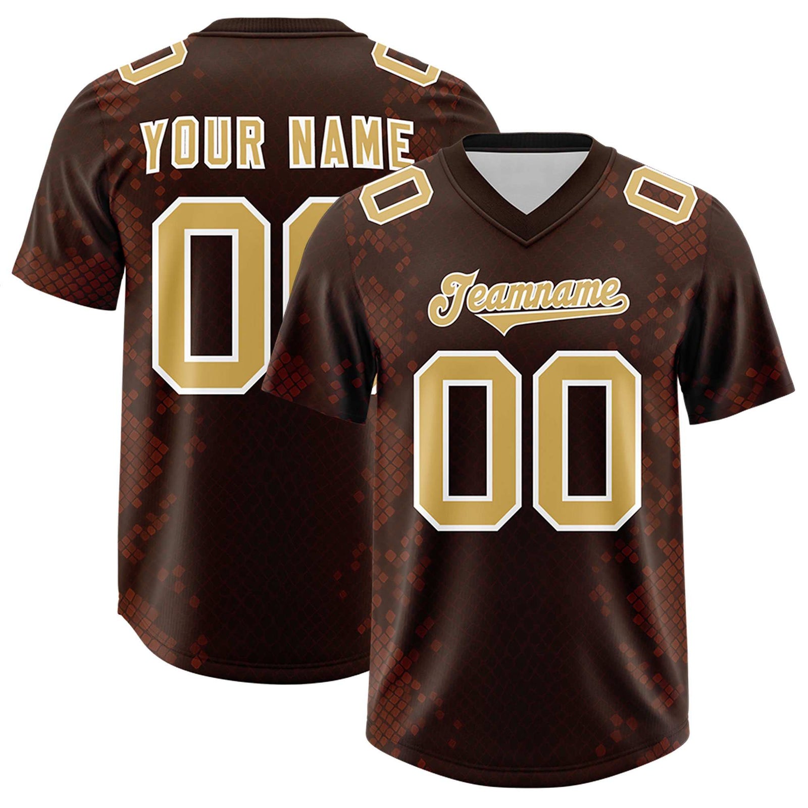 Custom Brown Personalized Snakeskin Graffiti Pattern Authentic Football Jersey