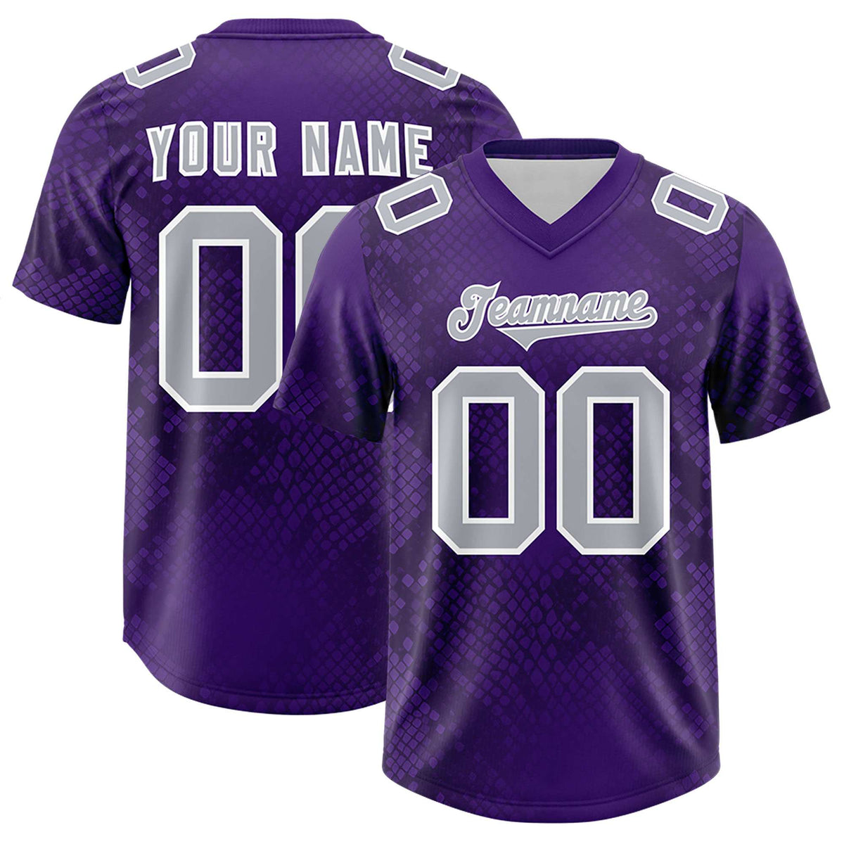 Custom Purple Personalized Snakeskin Graffiti Pattern Authentic Football Jersey
