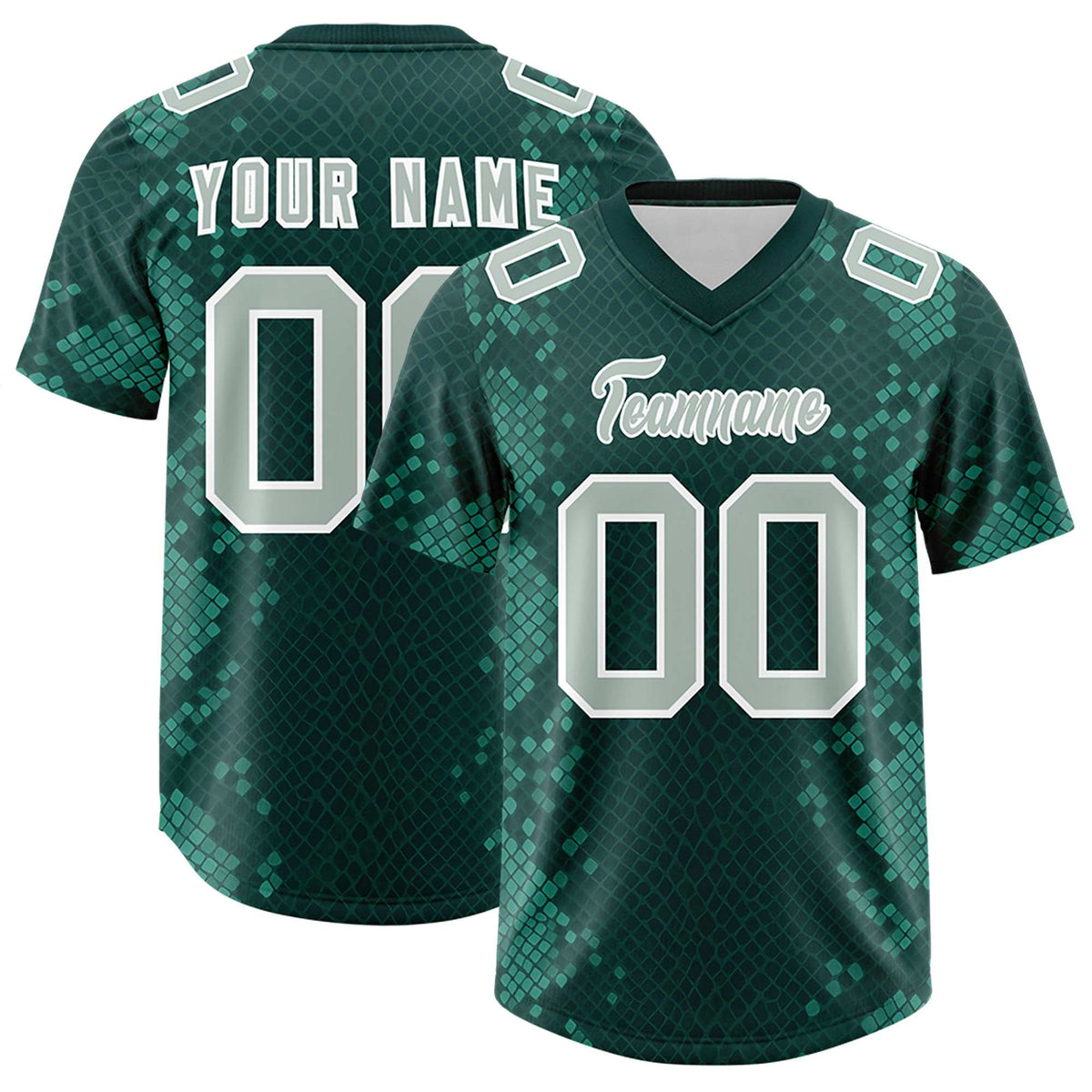 Custom Midnight Green Personalized Snakeskin Graffiti Pattern Authentic Football Jersey