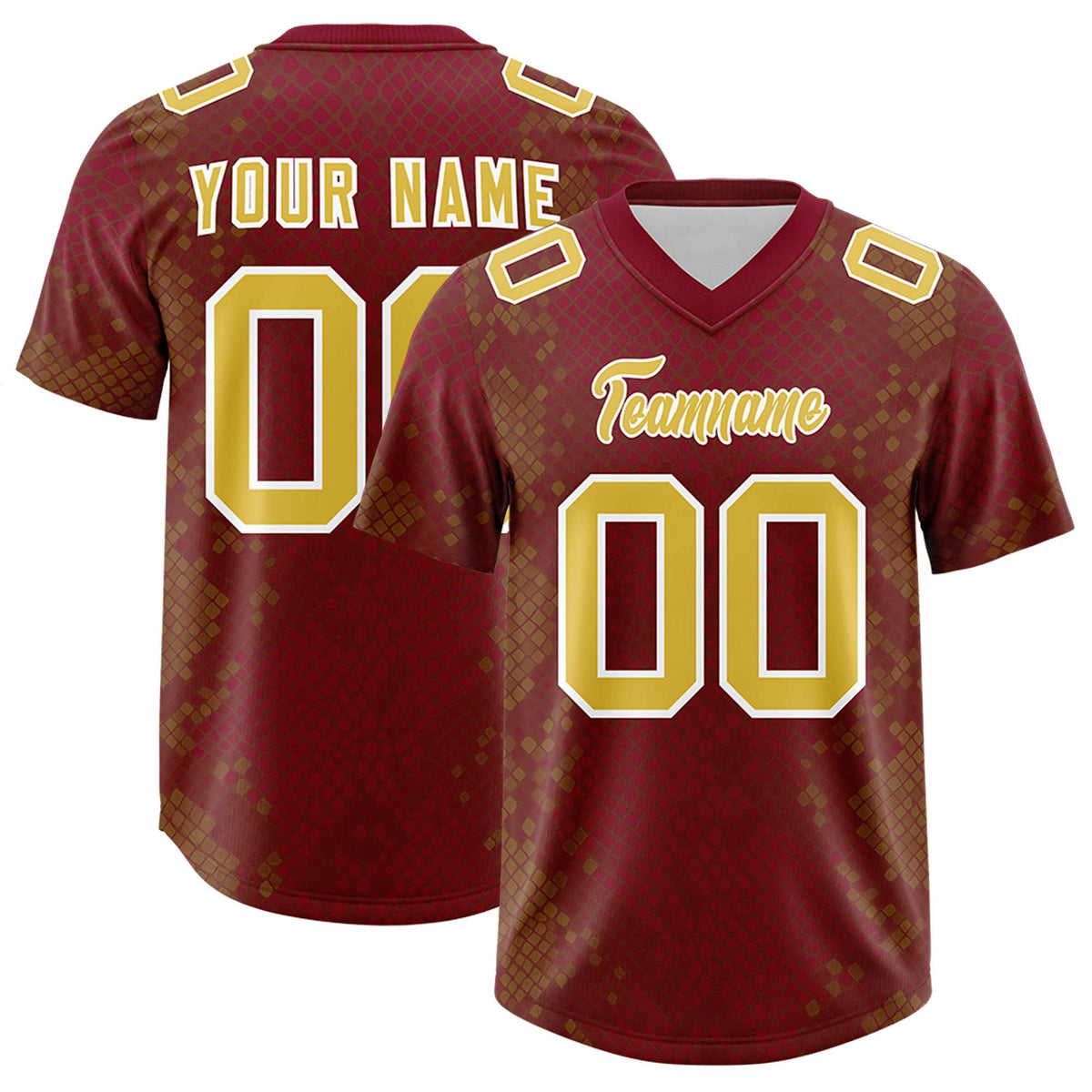 Custom Crimson Personalized Snakeskin Graffiti Pattern Authentic Football Jersey
