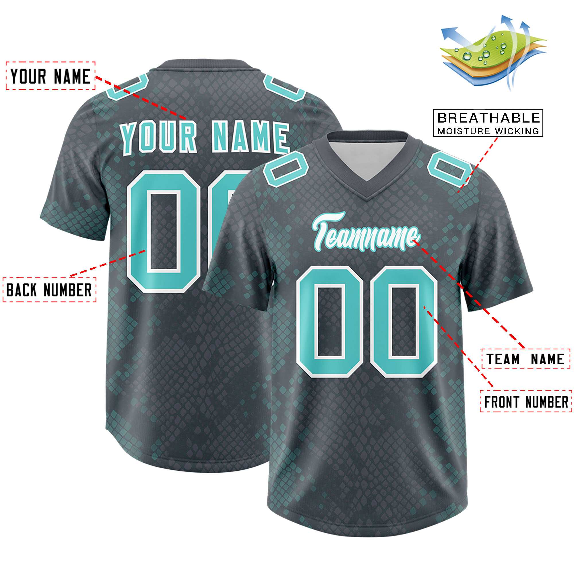 Custom Gray Personalized Snakeskin Graffiti Pattern Authentic Football Jersey