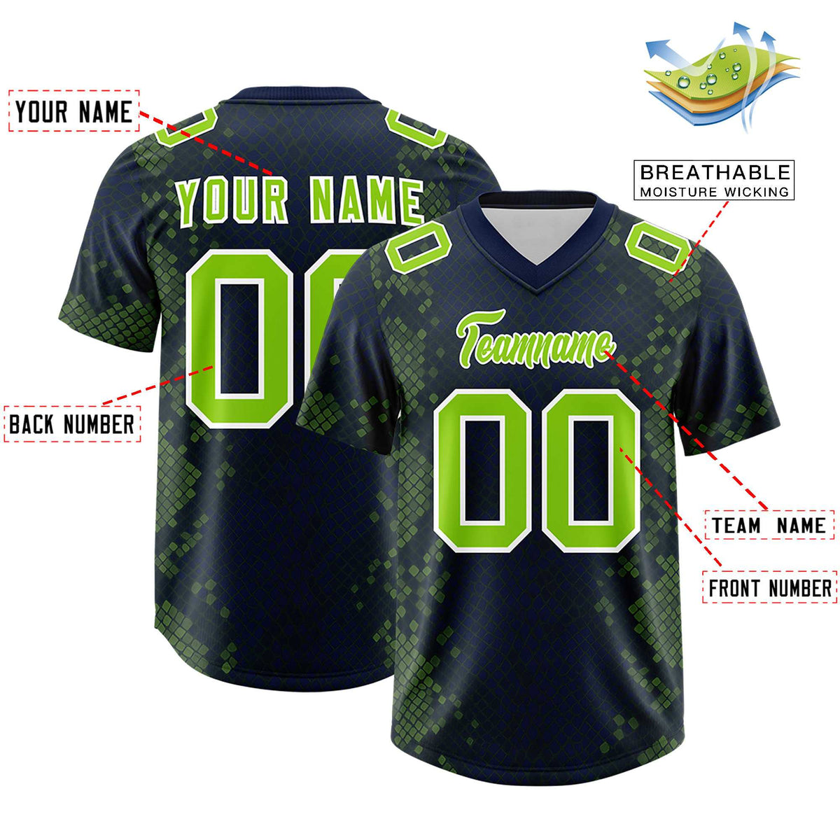 Custom Navy Personalized Snakeskin Graffiti Pattern Authentic Football Jersey