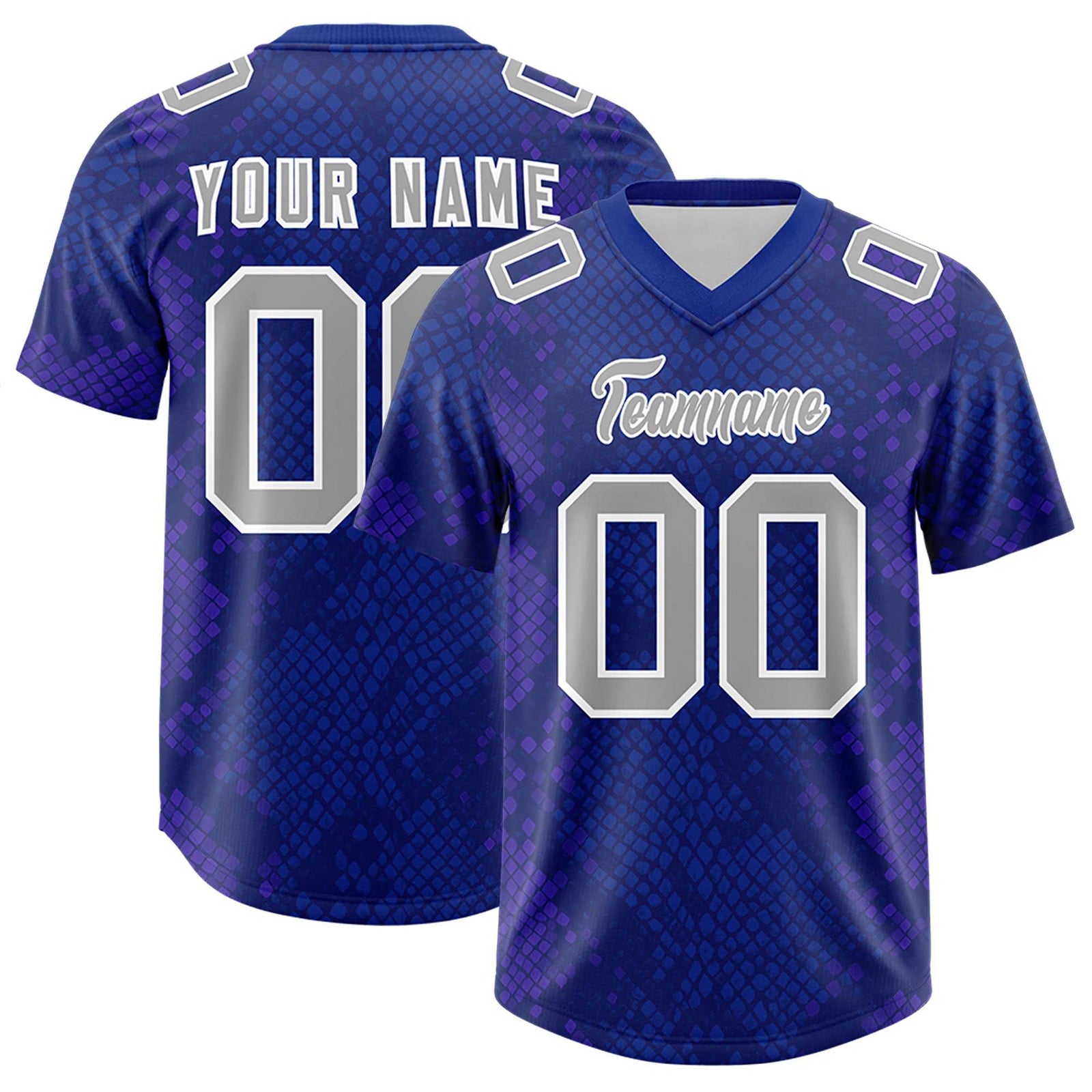 Custom Royal Personalized Snakeskin Graffiti Pattern Authentic Football Jersey