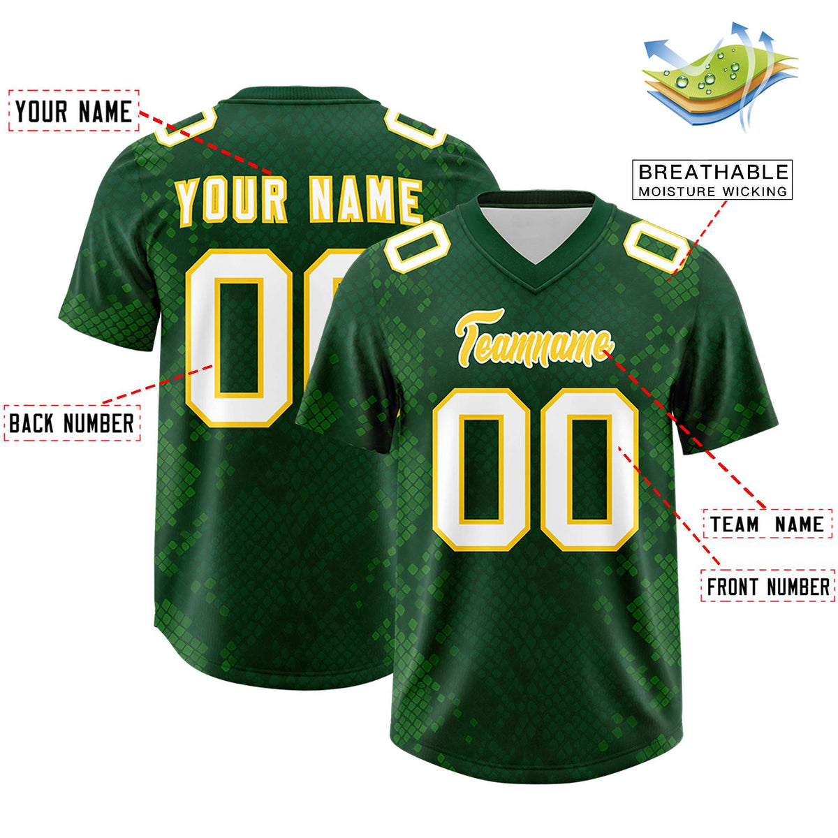 Custom Green Personalized Snakeskin Graffiti Pattern Authentic Football Jersey