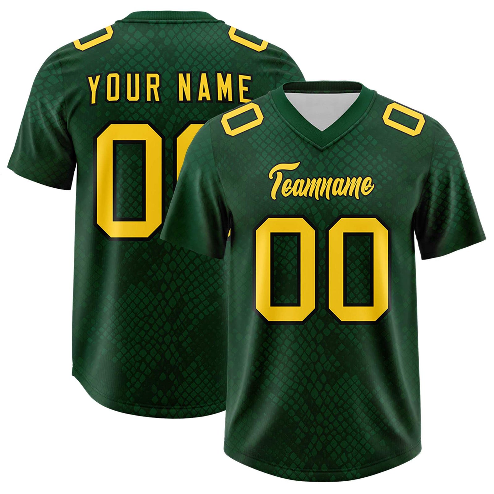 Custom Green Personalized Snakeskin Graffiti Pattern Authentic Football Jersey