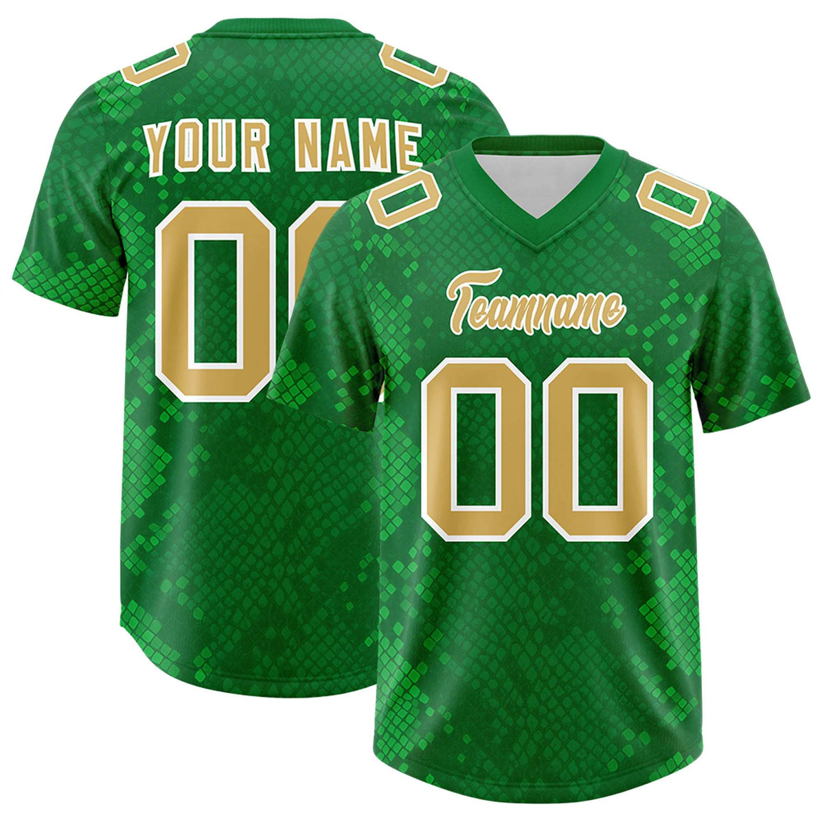 Custom Kelly Green Personalized Snakeskin Graffiti Pattern Authentic Football Jersey