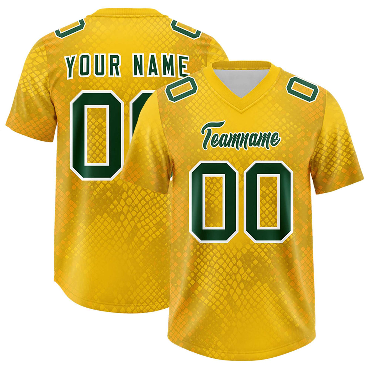 Custom Gold Personalized Snakeskin Graffiti Pattern Authentic Football Jersey