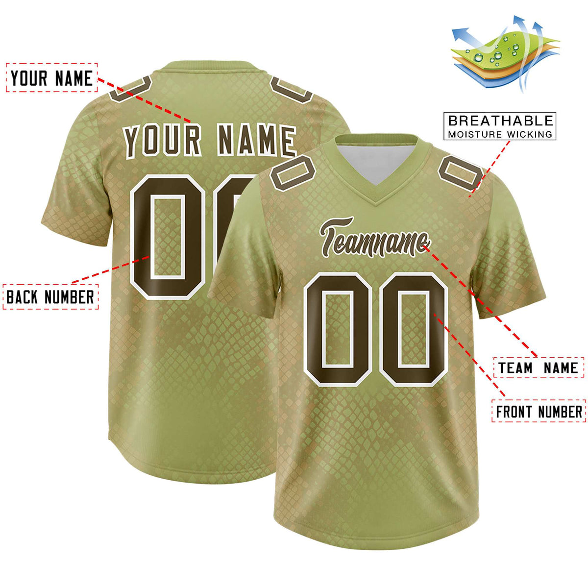 Custom Champagne Personalized Snakeskin Graffiti Pattern Authentic Football Jersey