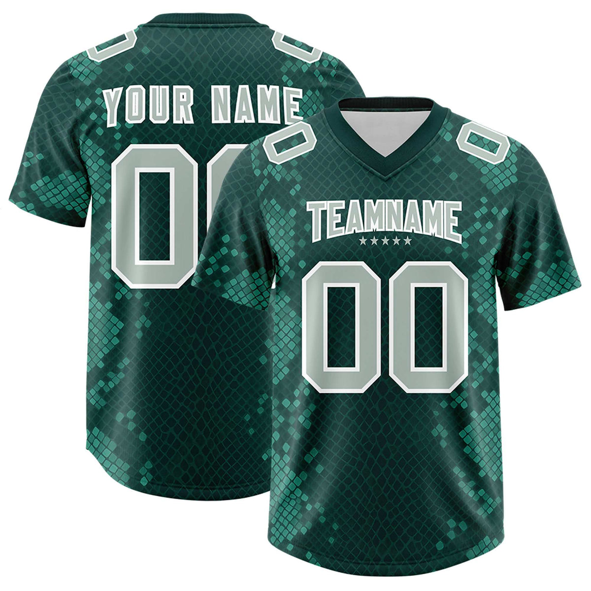 Custom Midnight Green Personalized Snakeskin Graffiti Pattern Authentic Football Jersey