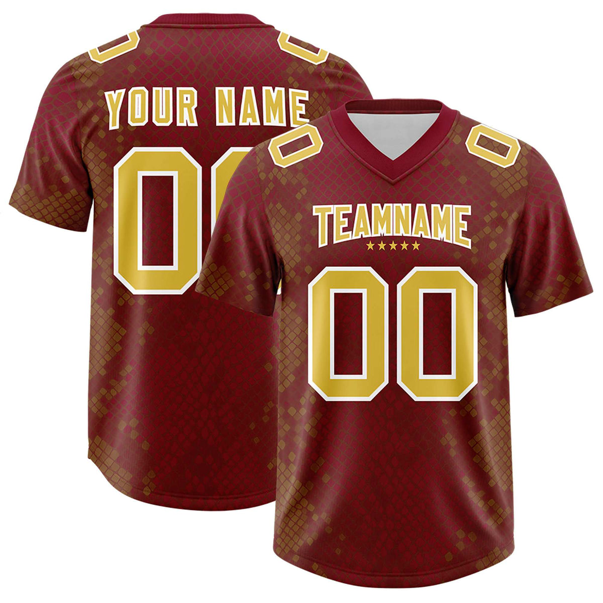 Custom Crimson Personalized Snakeskin Graffiti Pattern Authentic Football Jersey