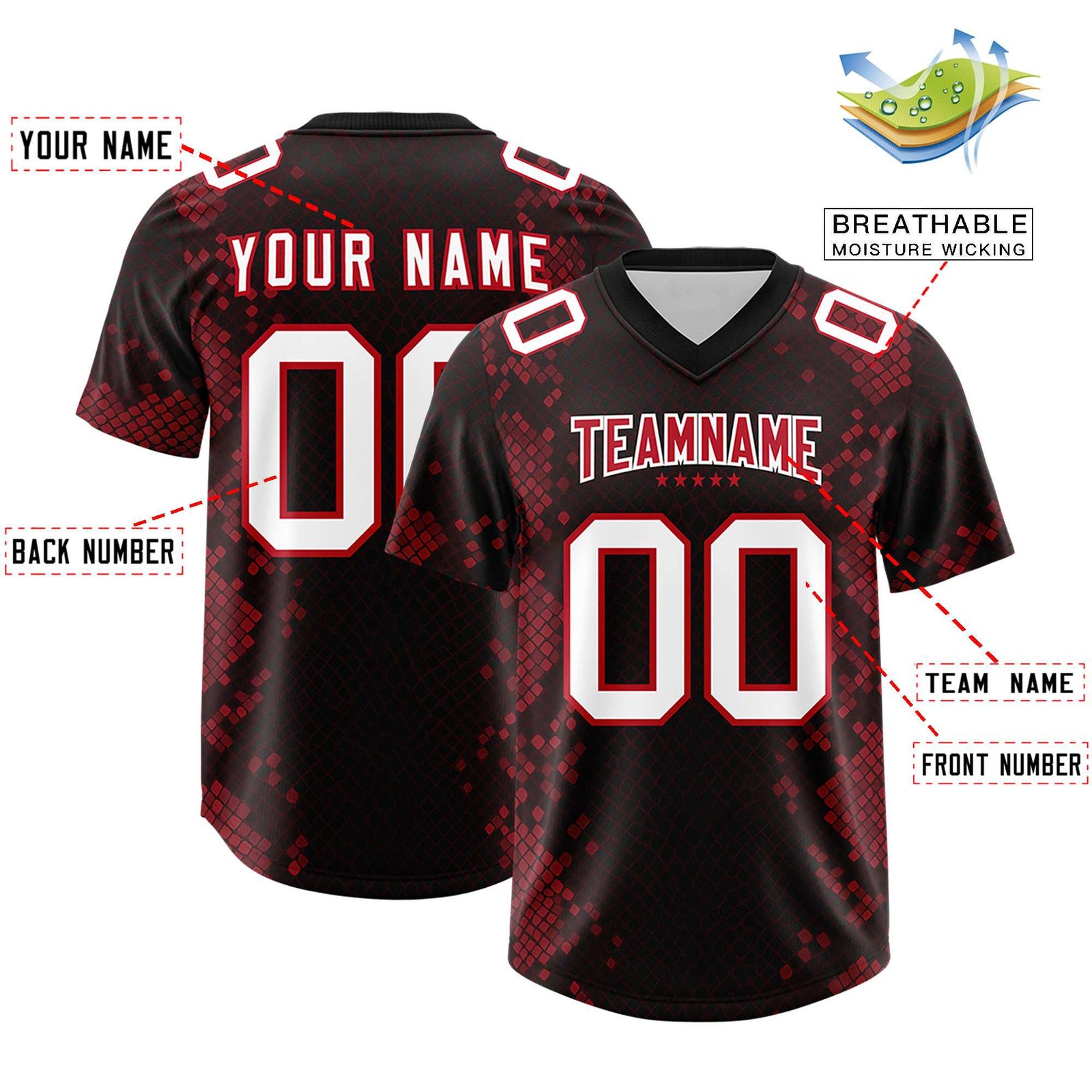 Custom Black Personalized Snakeskin Graffiti Pattern Authentic Football Jersey