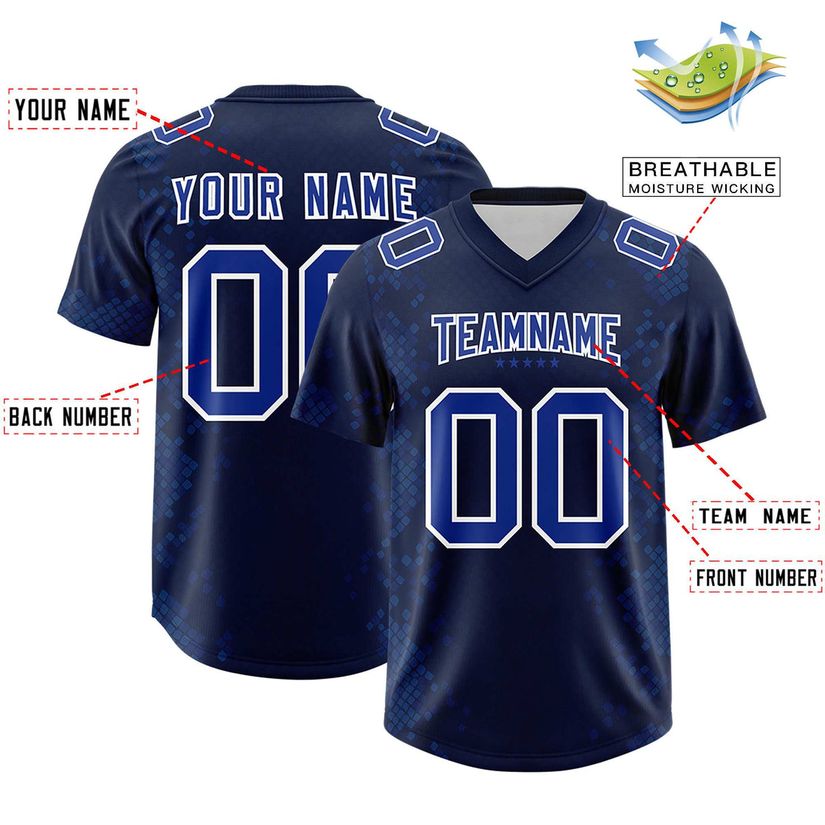 Custom Navy Personalized Snakeskin Graffiti Pattern Authentic Football Jersey