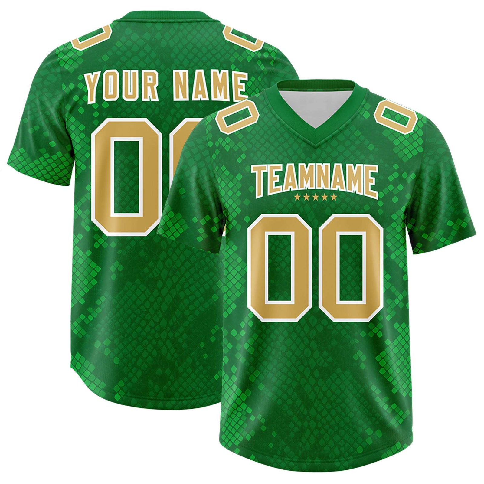 Custom Kelly Green Personalized Snakeskin Graffiti Pattern Authentic Football Jersey