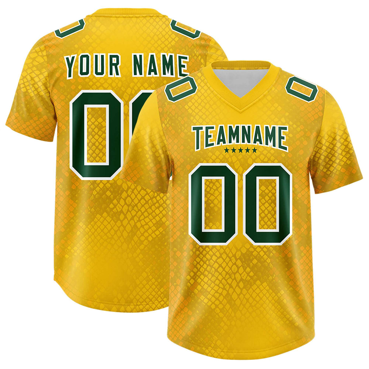 Custom Gold Personalized Snakeskin Graffiti Pattern Authentic Football Jersey