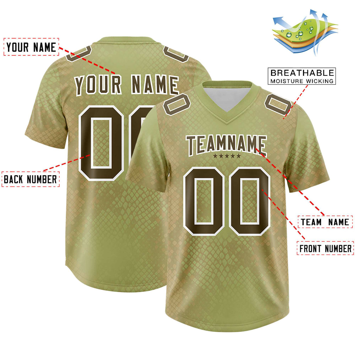 Custom Champagne Personalized Snakeskin Graffiti Pattern Authentic Football Jersey