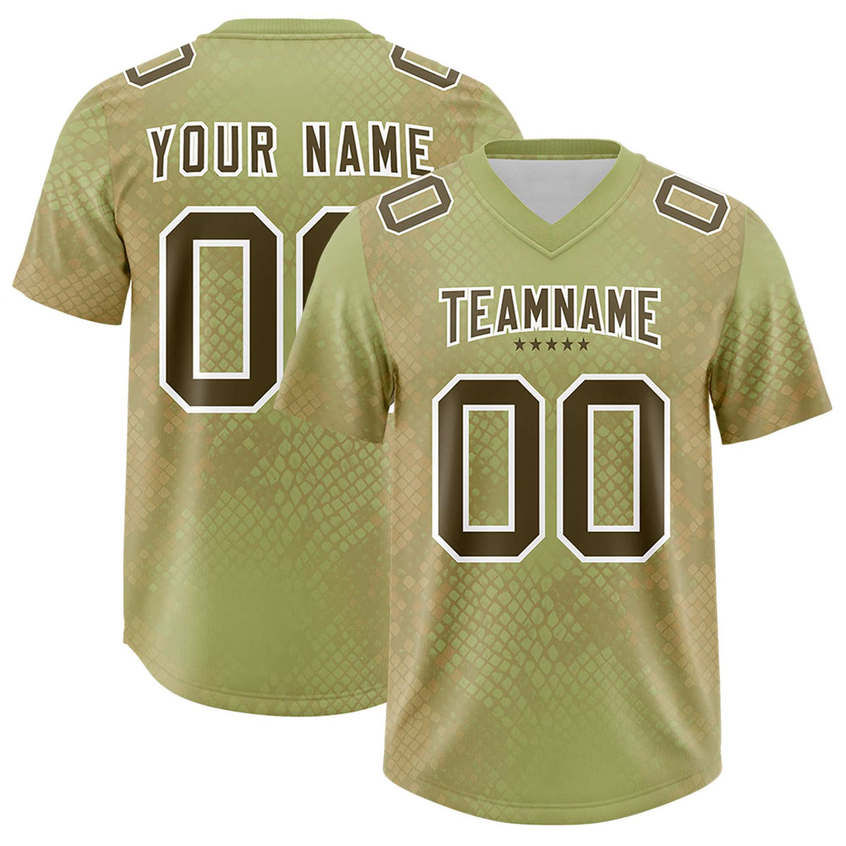 Custom Champagne Personalized Snakeskin Graffiti Pattern Authentic Football Jersey