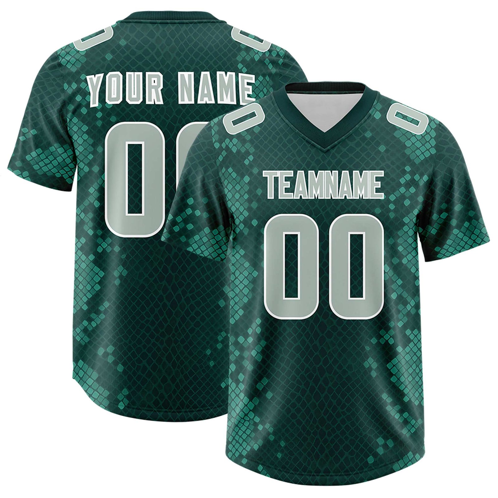 Custom Midnight Green Personalized Snakeskin Graffiti Pattern Authentic Football Jersey